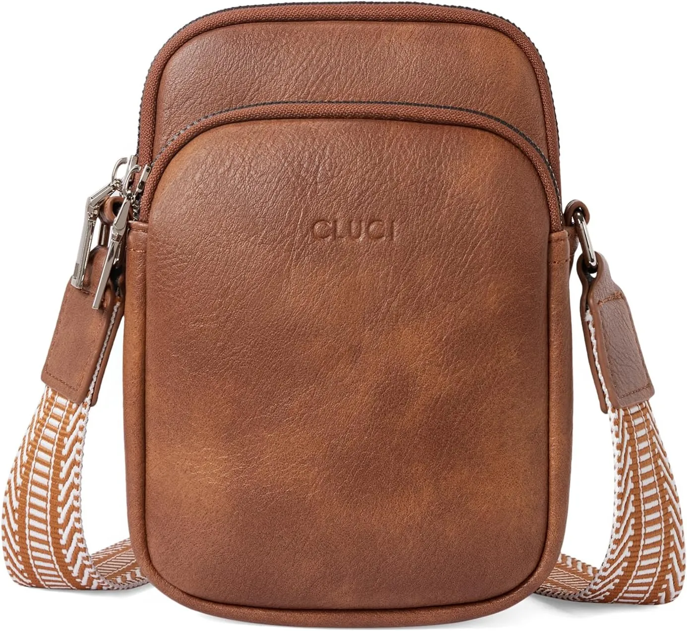 CLUCI Small Crossbody Bags for Women PU Leather Cell Phone Purse Wallet with Adjustable Guitar Strap