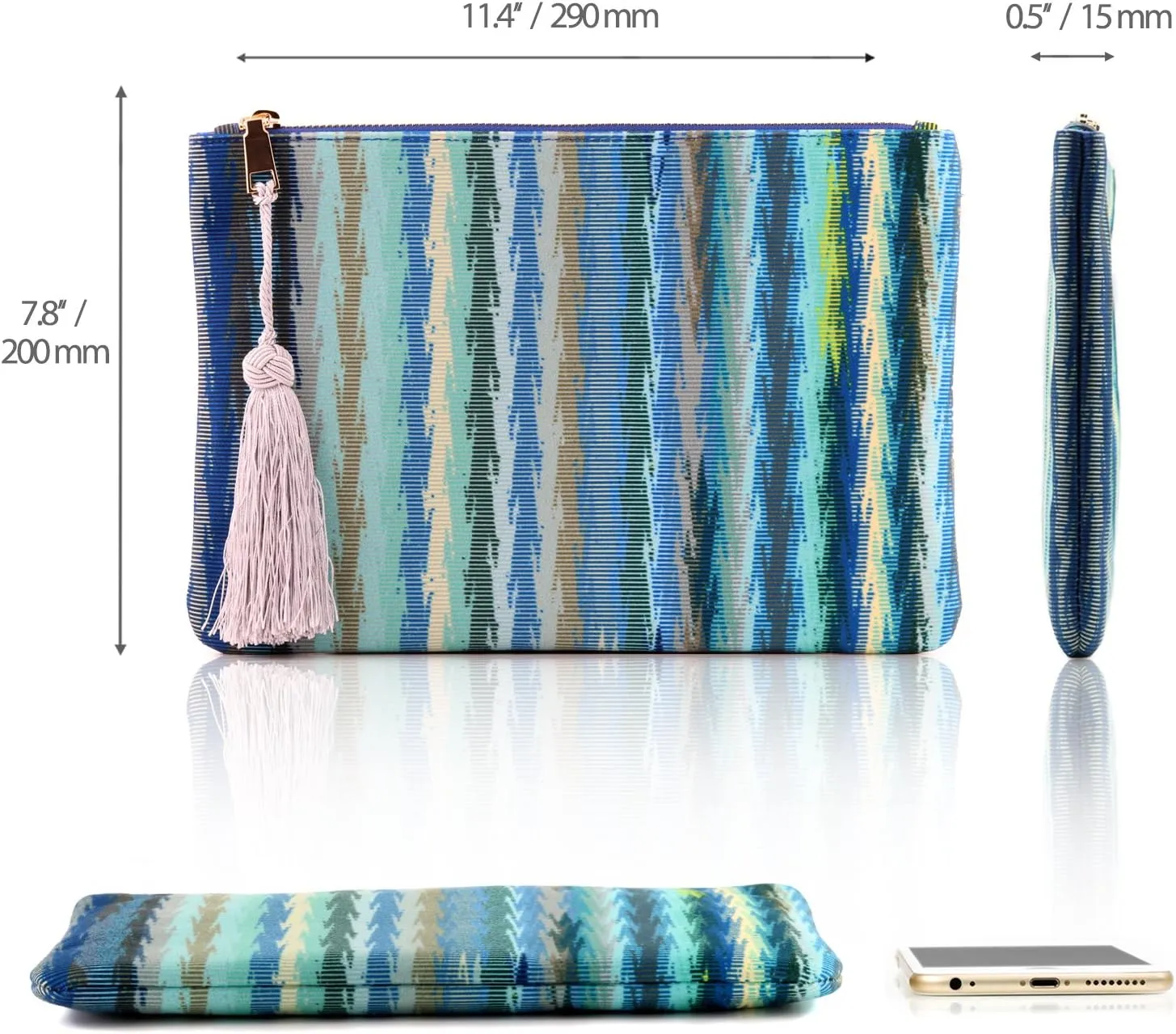 Designer Womens Bohemian & Fashion Clutch Purse - Multiple Slots Money, Cards, Smartphone - Ultra Slim