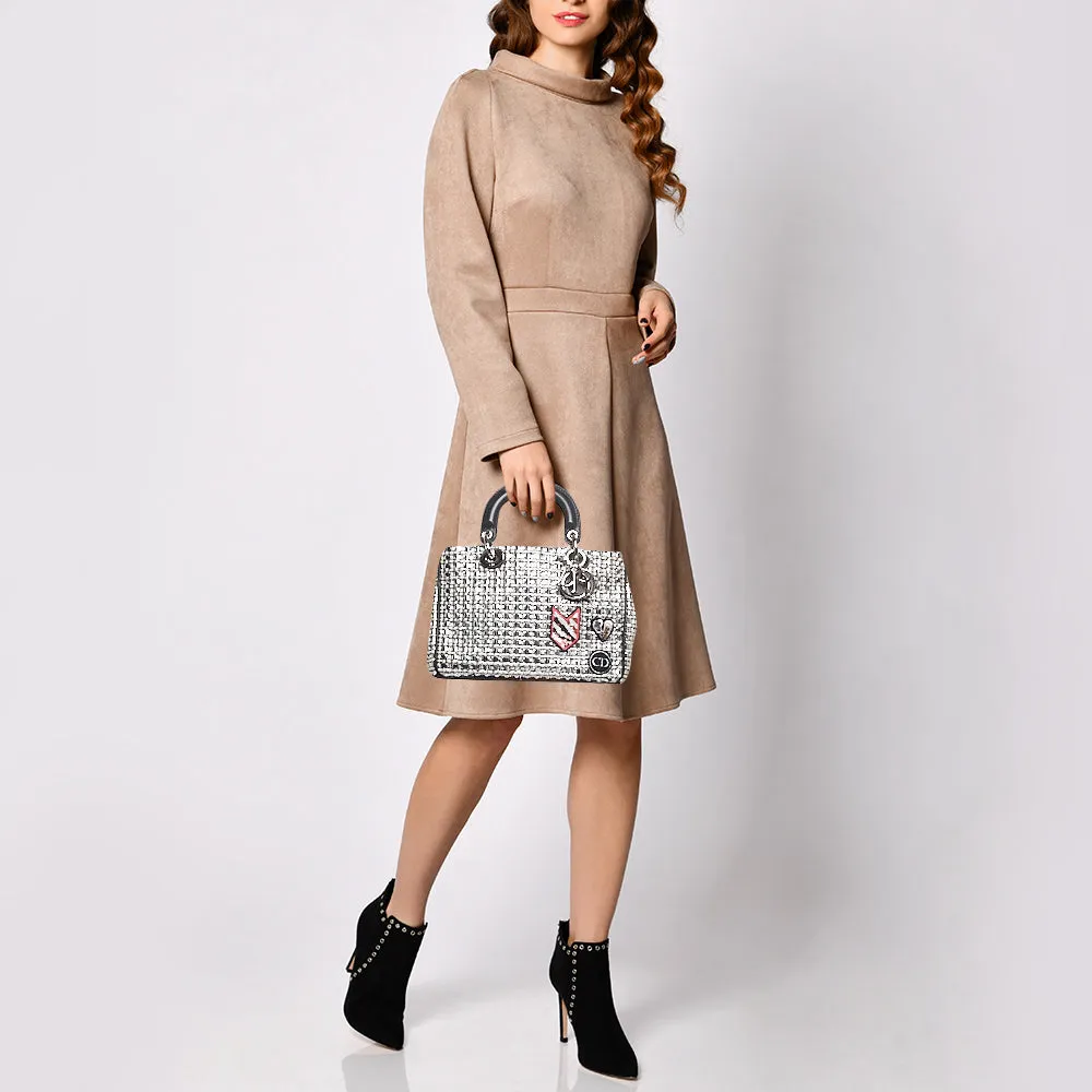 DIOR Black/Silver Tweed and Leather Small issimo Patch Tote