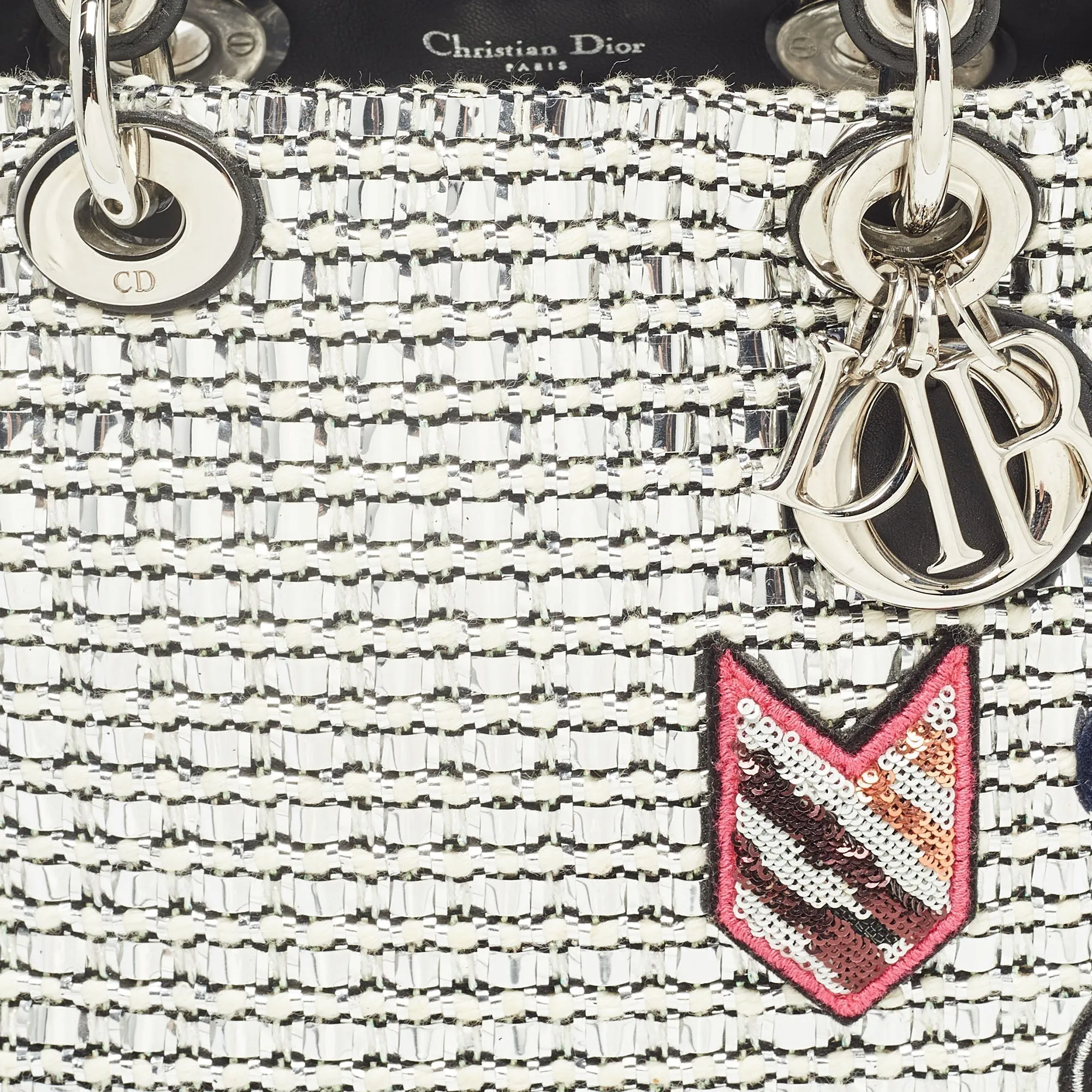 DIOR Black/Silver Tweed and Leather Small issimo Patch Tote