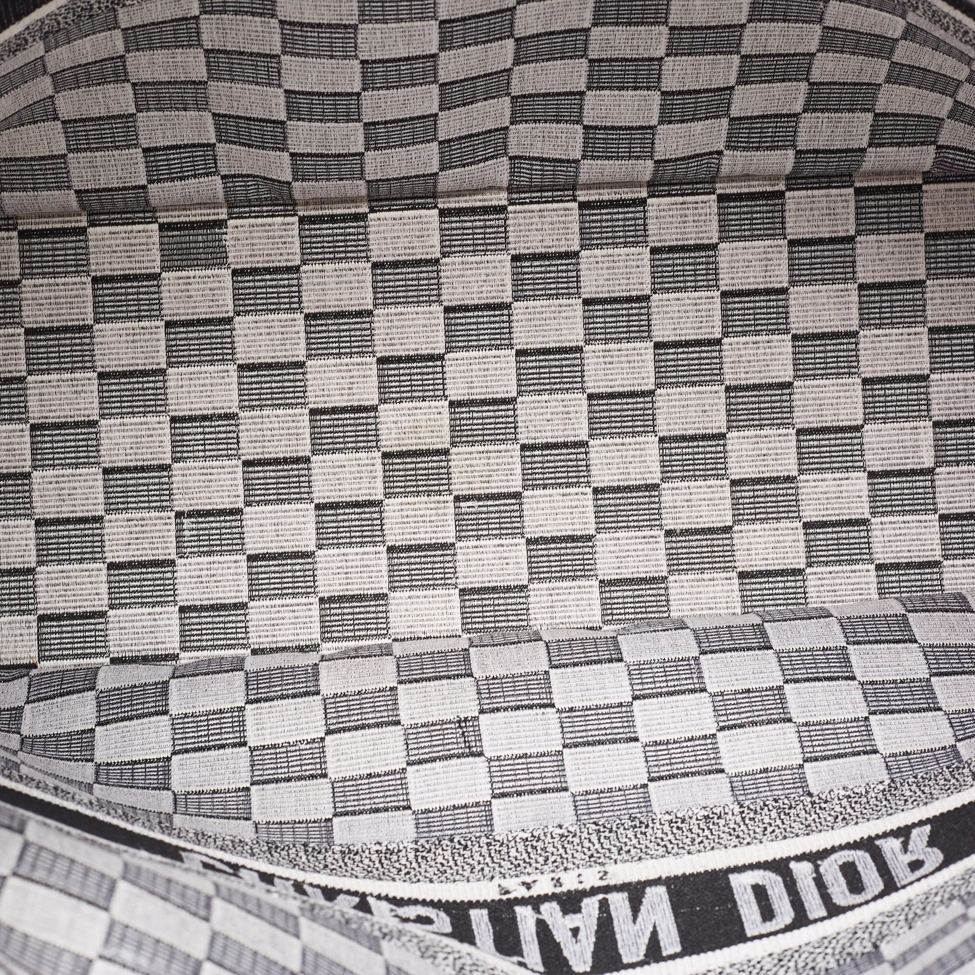 DIOR Black/White Checkered Embroidered Canvas Large Book Tote