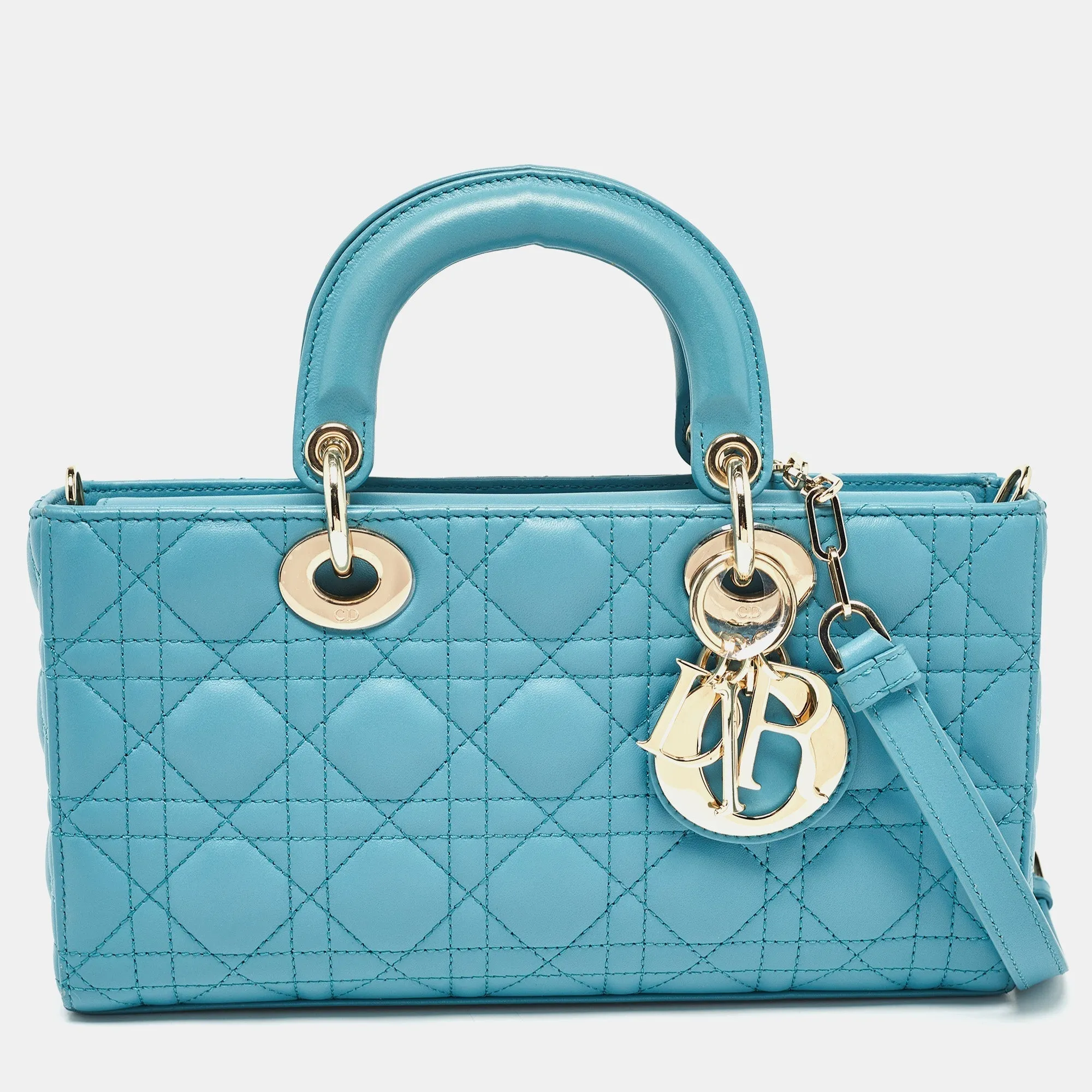 DIOR Blue Cannage Leather Medium D-Joy Tote