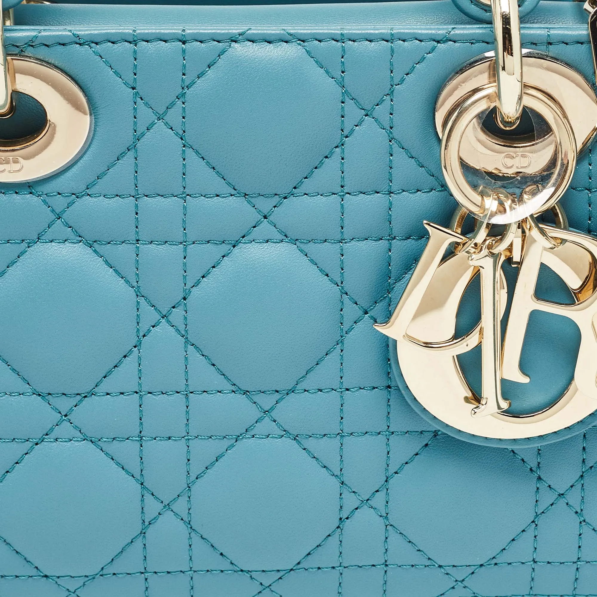 DIOR Blue Cannage Leather Medium D-Joy Tote