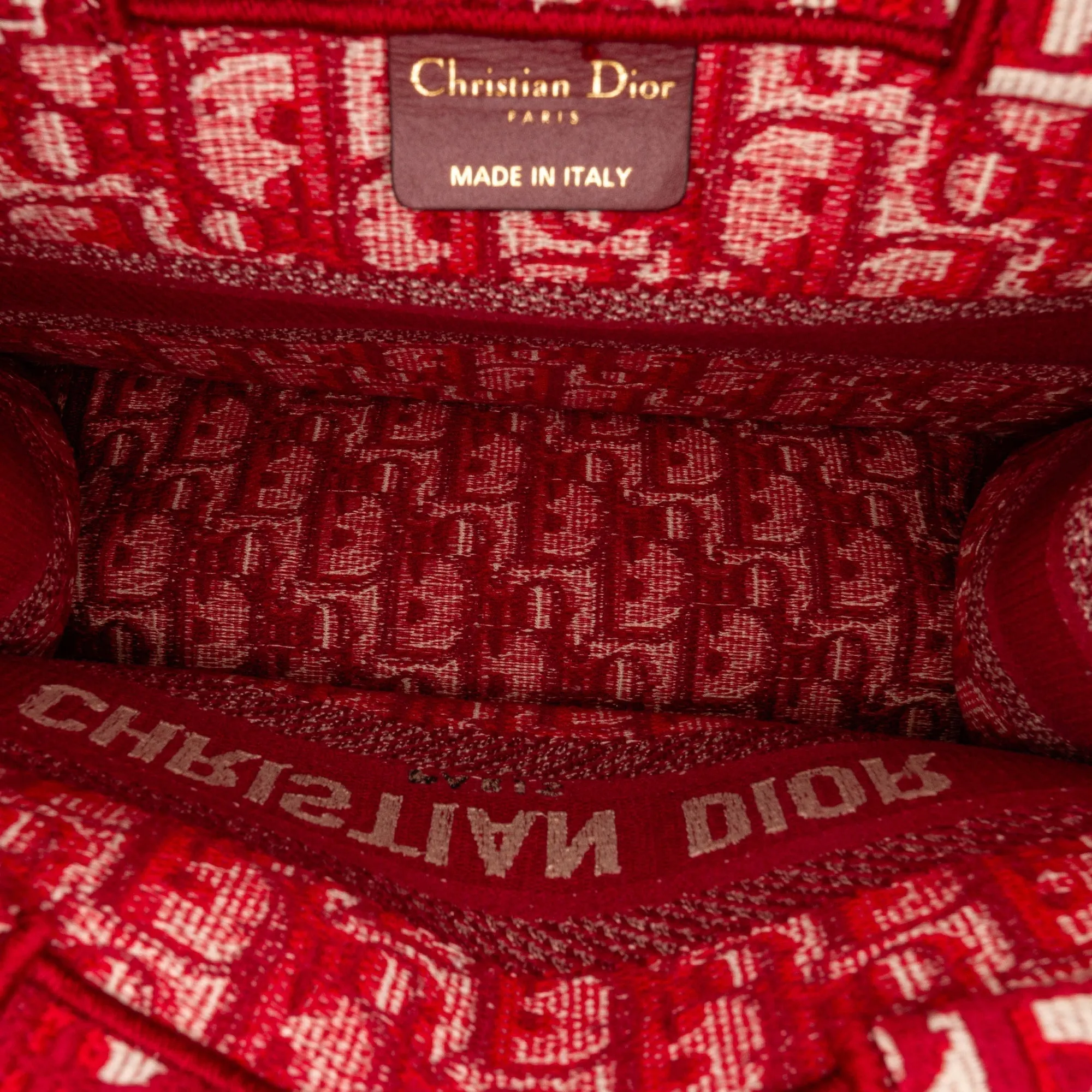 Dior Book Tote Small Red Oblique Canvas
