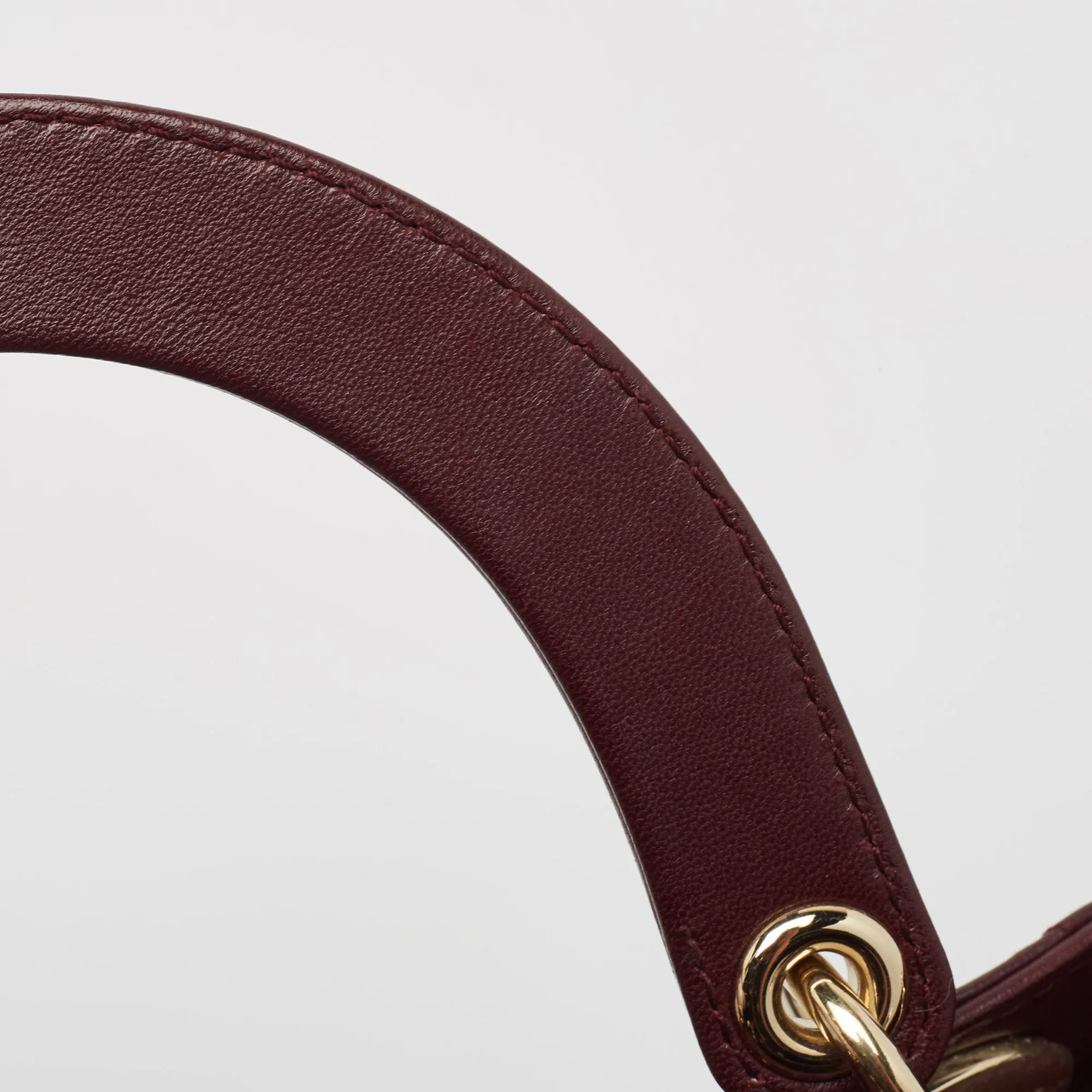DIOR Burgundy Cannage Leather Medium Lady  Tote