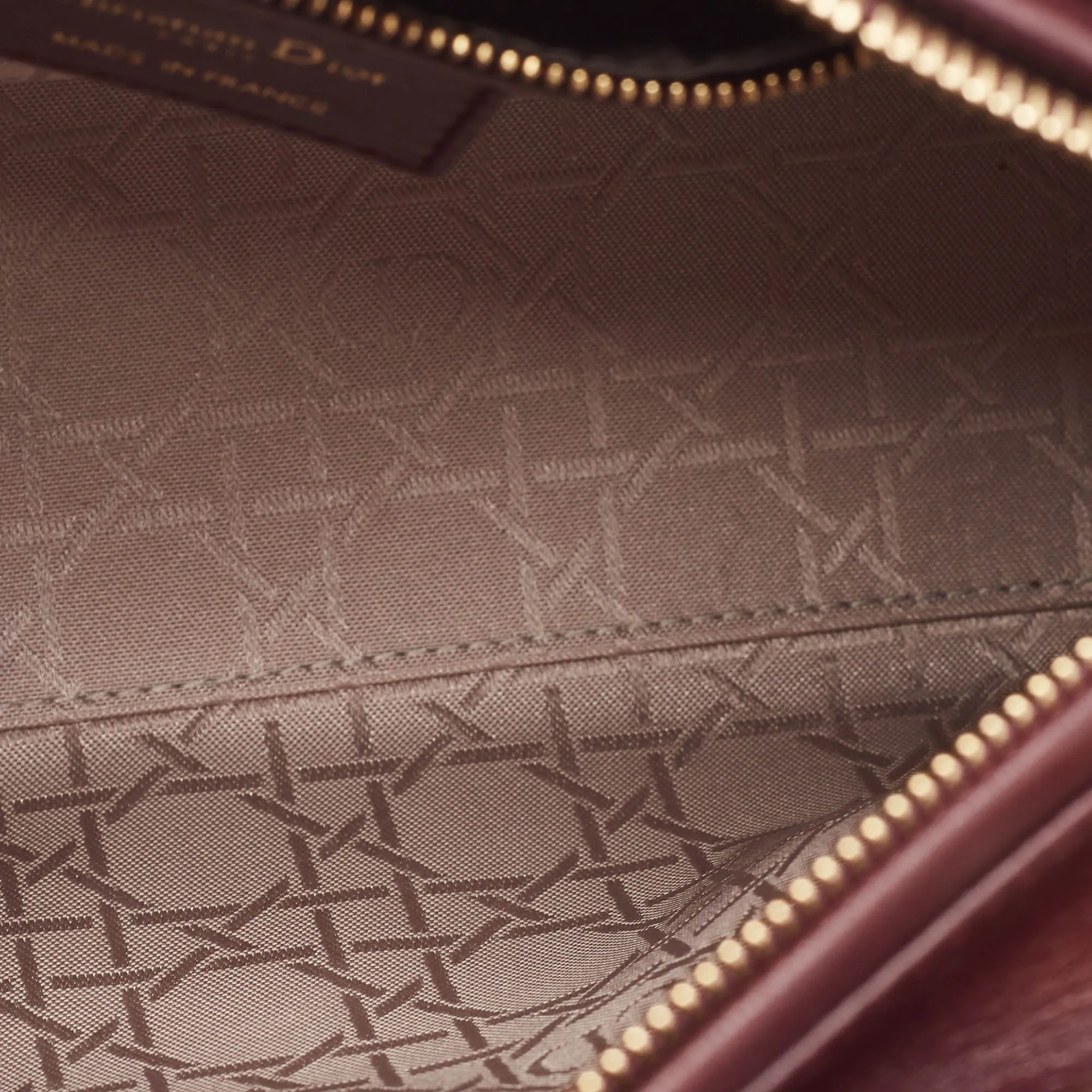 DIOR Burgundy Cannage Leather Medium Lady  Tote