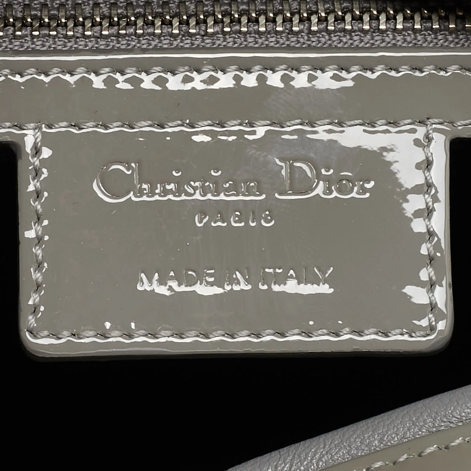 DIOR Grey Cannage Patent Leather Large Lady  Tote