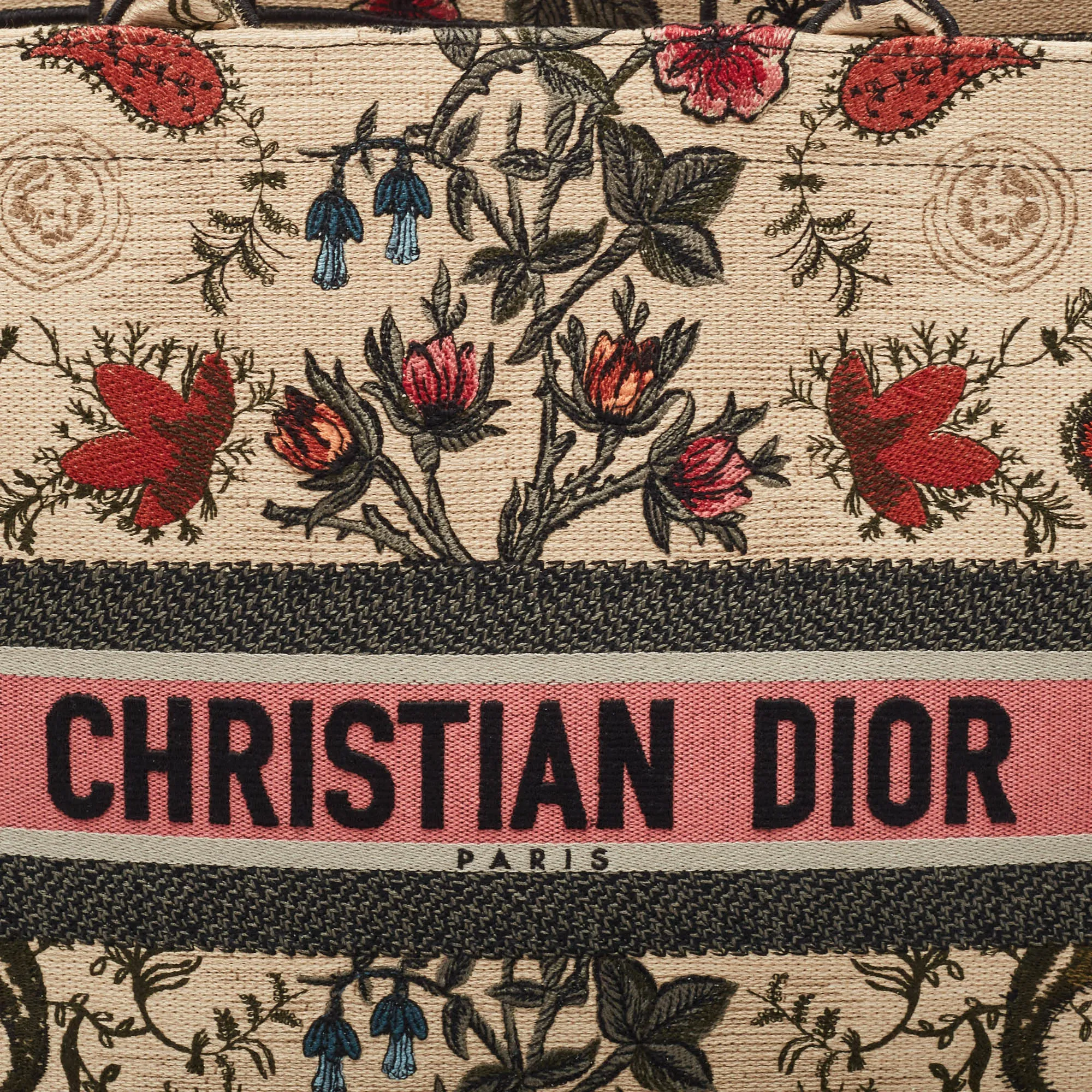 DIOR Multicolor Floral Embroidered Canvas Large Book Tote