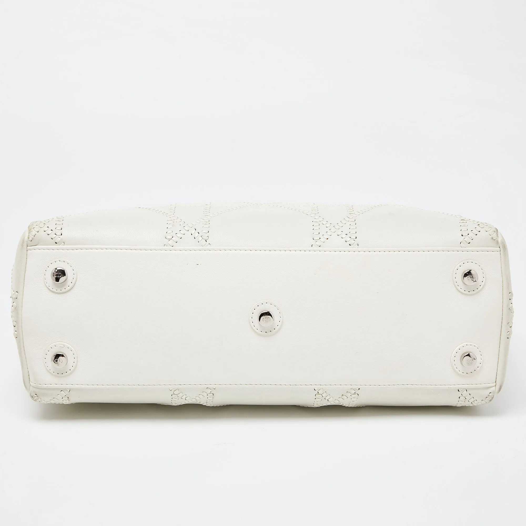 DIOR White Cannage Leather Chri Chri Chain Tote