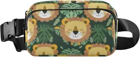 Fanny Pack for Women Men, Palm Leaf Lion Belt Bag Waist Pack Crossbody Bag Bum Bag with Adjustable Strap