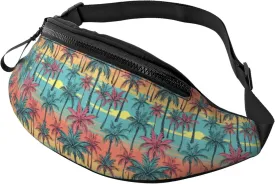Fanny Pack for Women Men, Stylish Crossbody Bag with Adjustable Shoulder Strap - Colorful Hawaii Palms Belt Bag Waist Bag for Outdoors Travel Sports Running