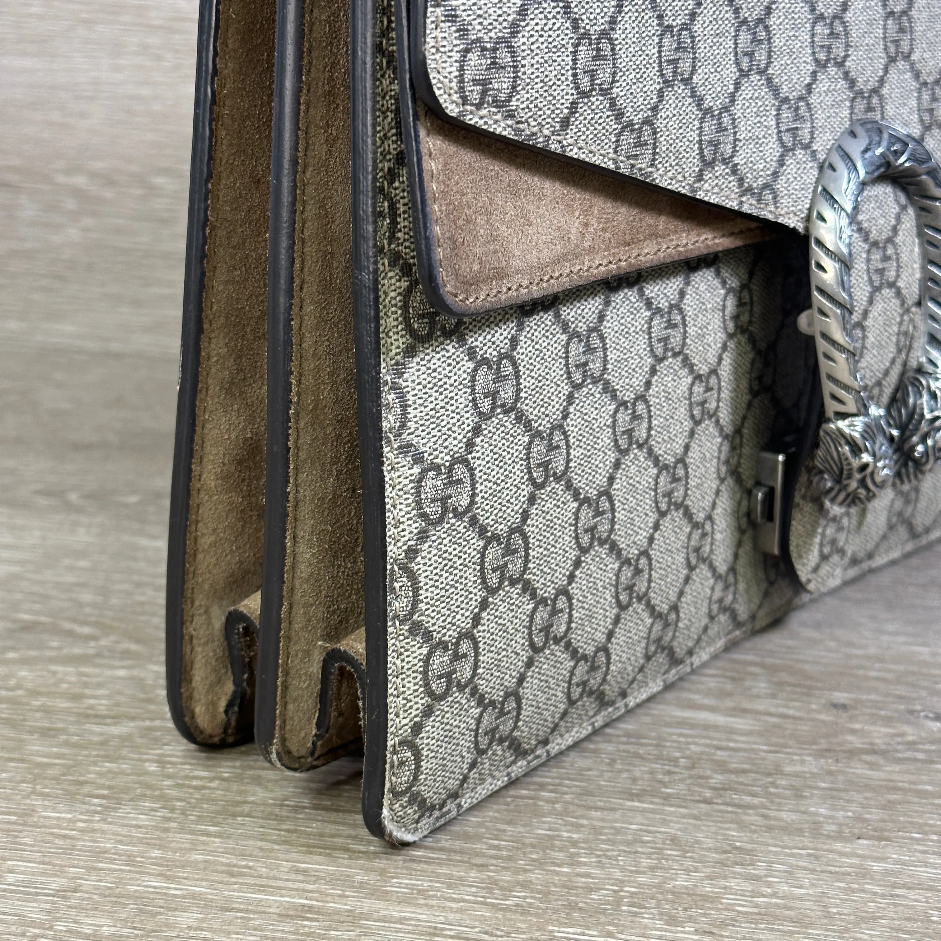 Gucci GG Supreme Monogram Medium Dionysus Shoulder Bag Taupe