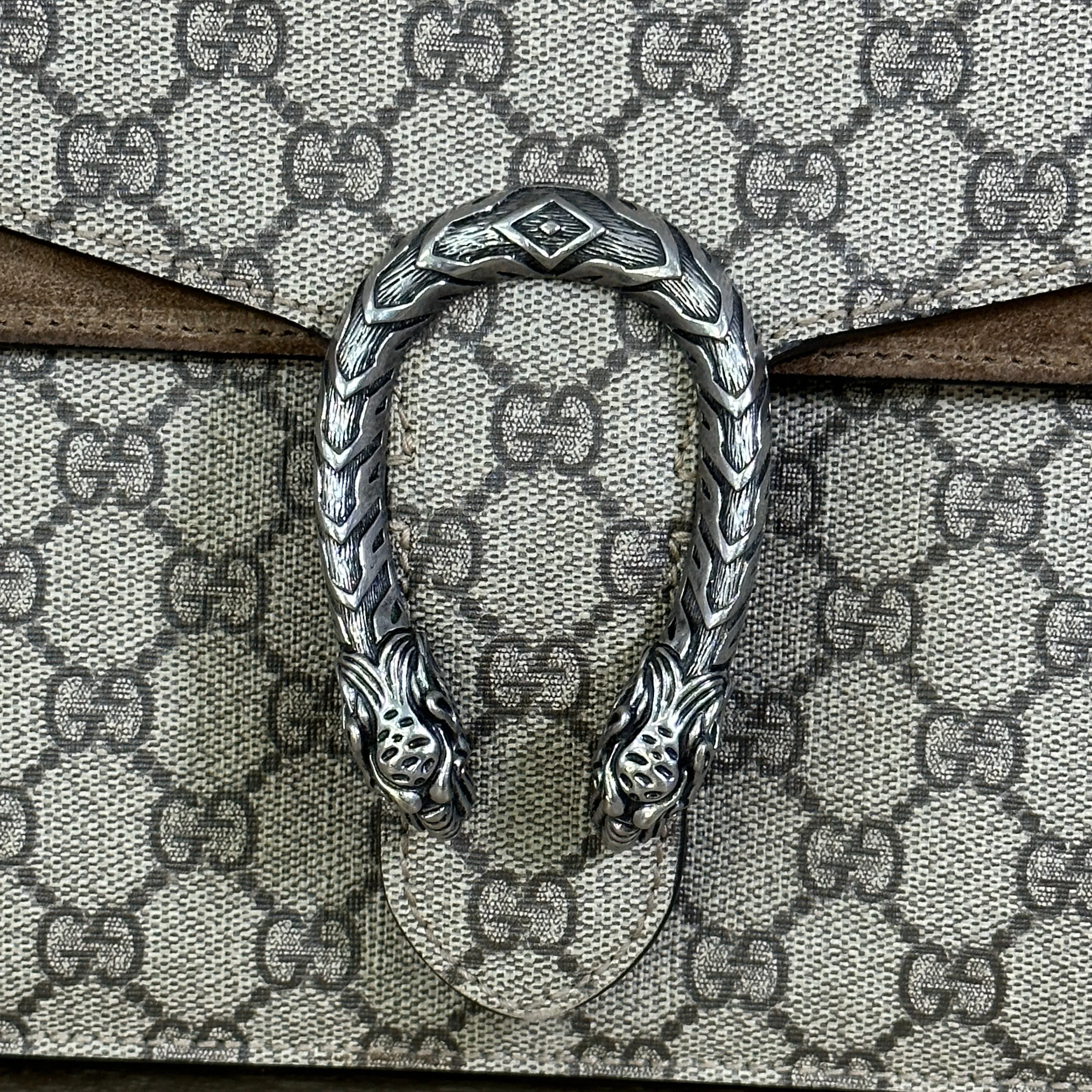 Gucci GG Supreme Monogram Medium Dionysus Shoulder Bag Taupe