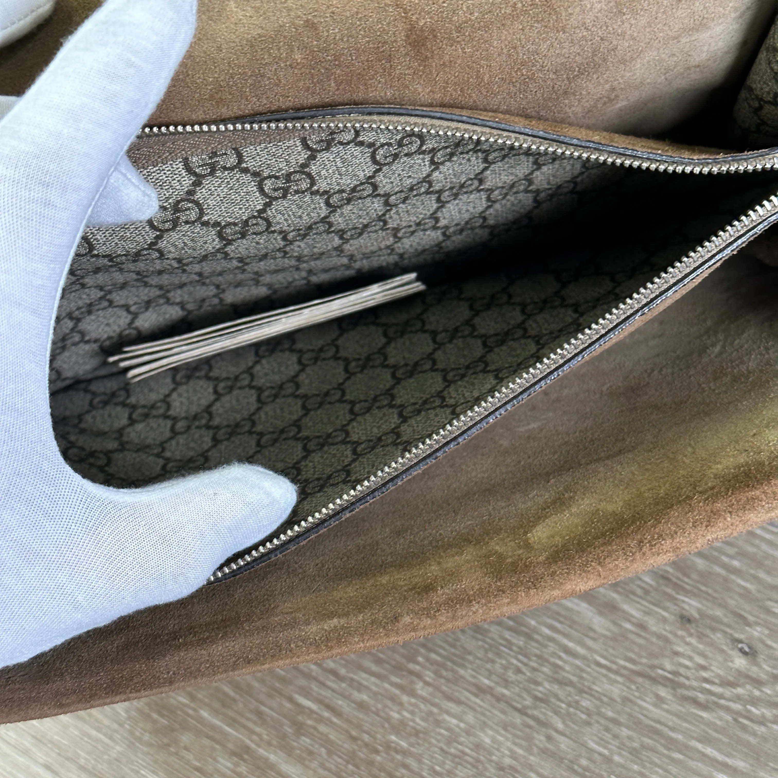 Gucci GG Supreme Monogram Medium Dionysus Shoulder Bag Taupe
