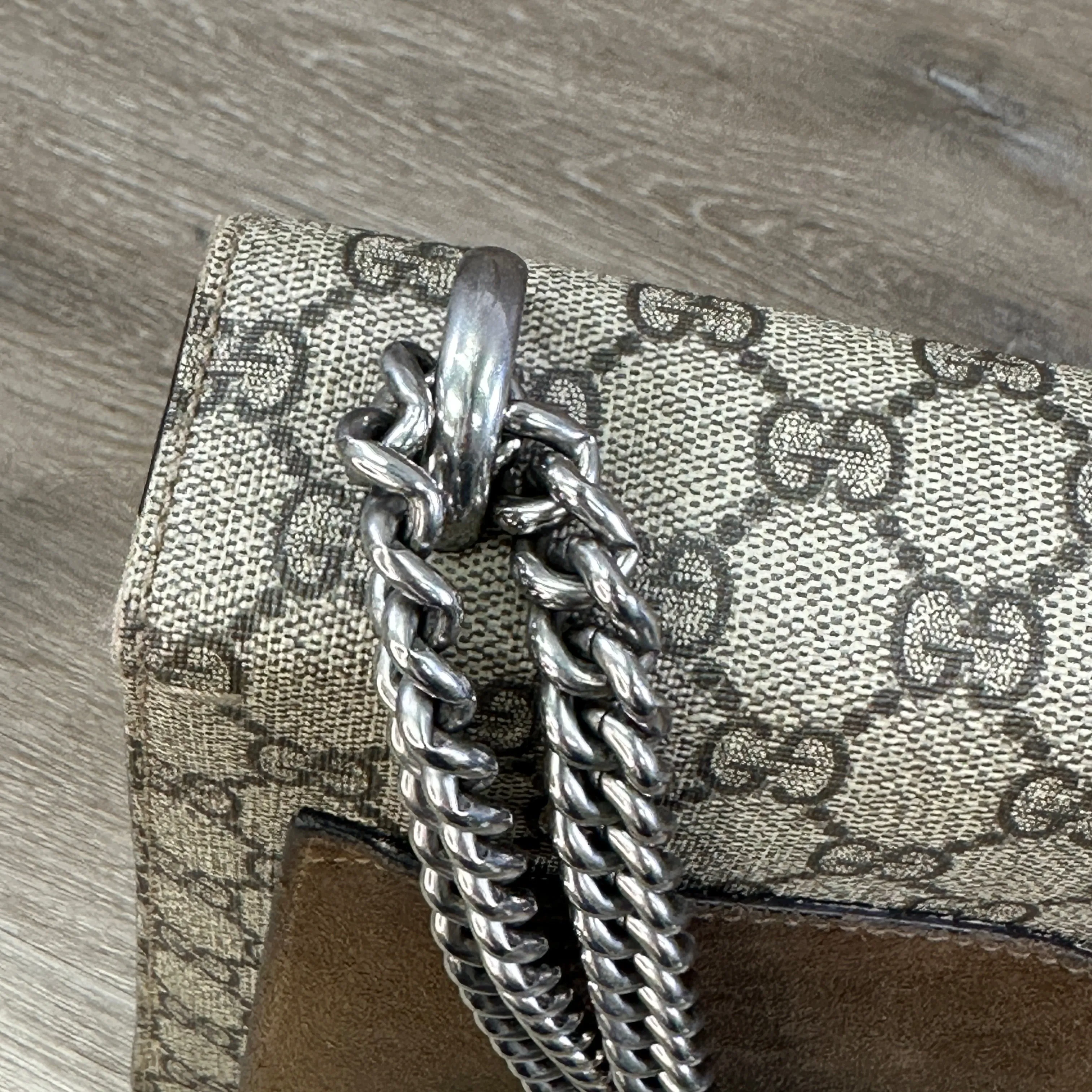 Gucci GG Supreme Monogram Medium Dionysus Shoulder Bag Taupe