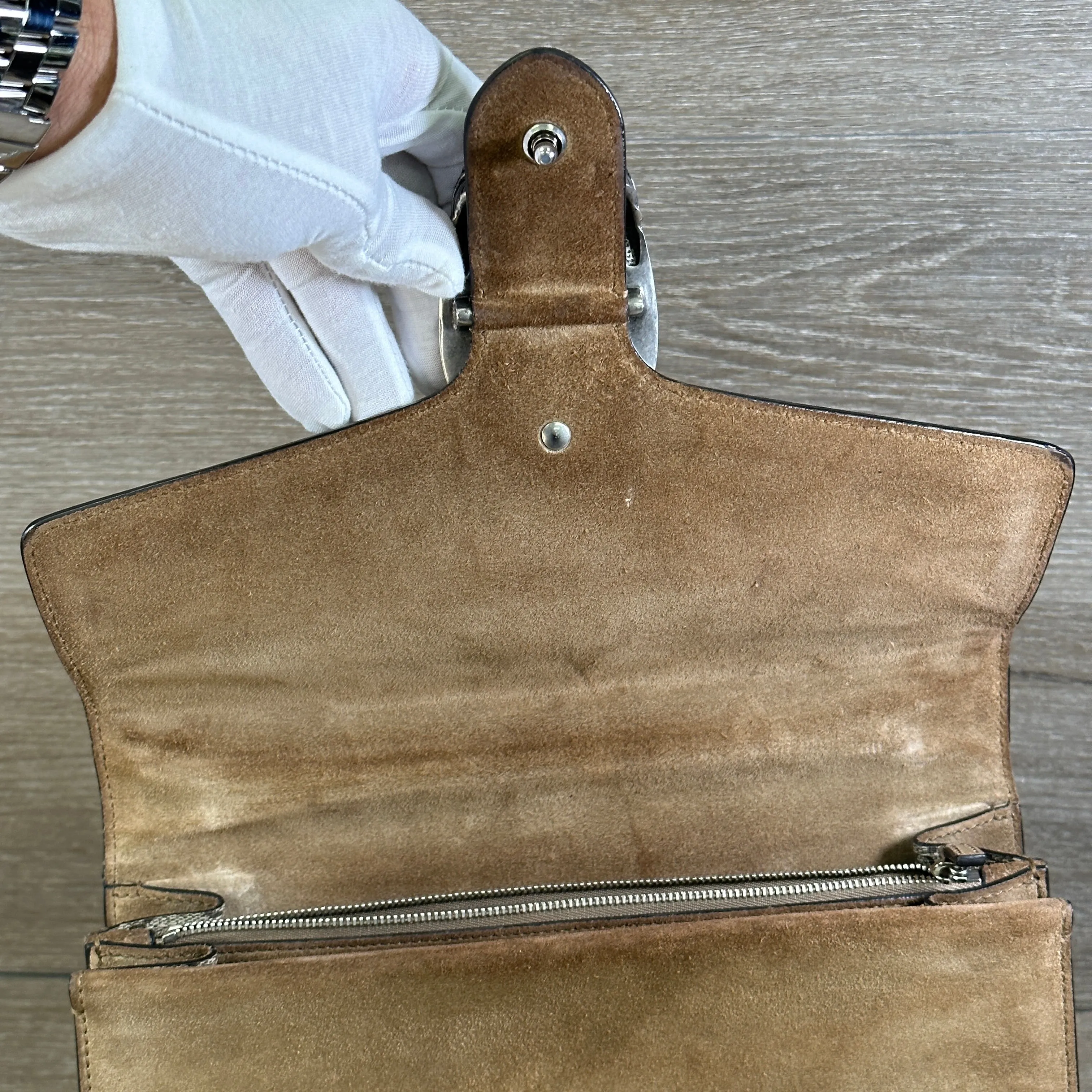 Gucci GG Supreme Monogram Medium Dionysus Shoulder Bag Taupe