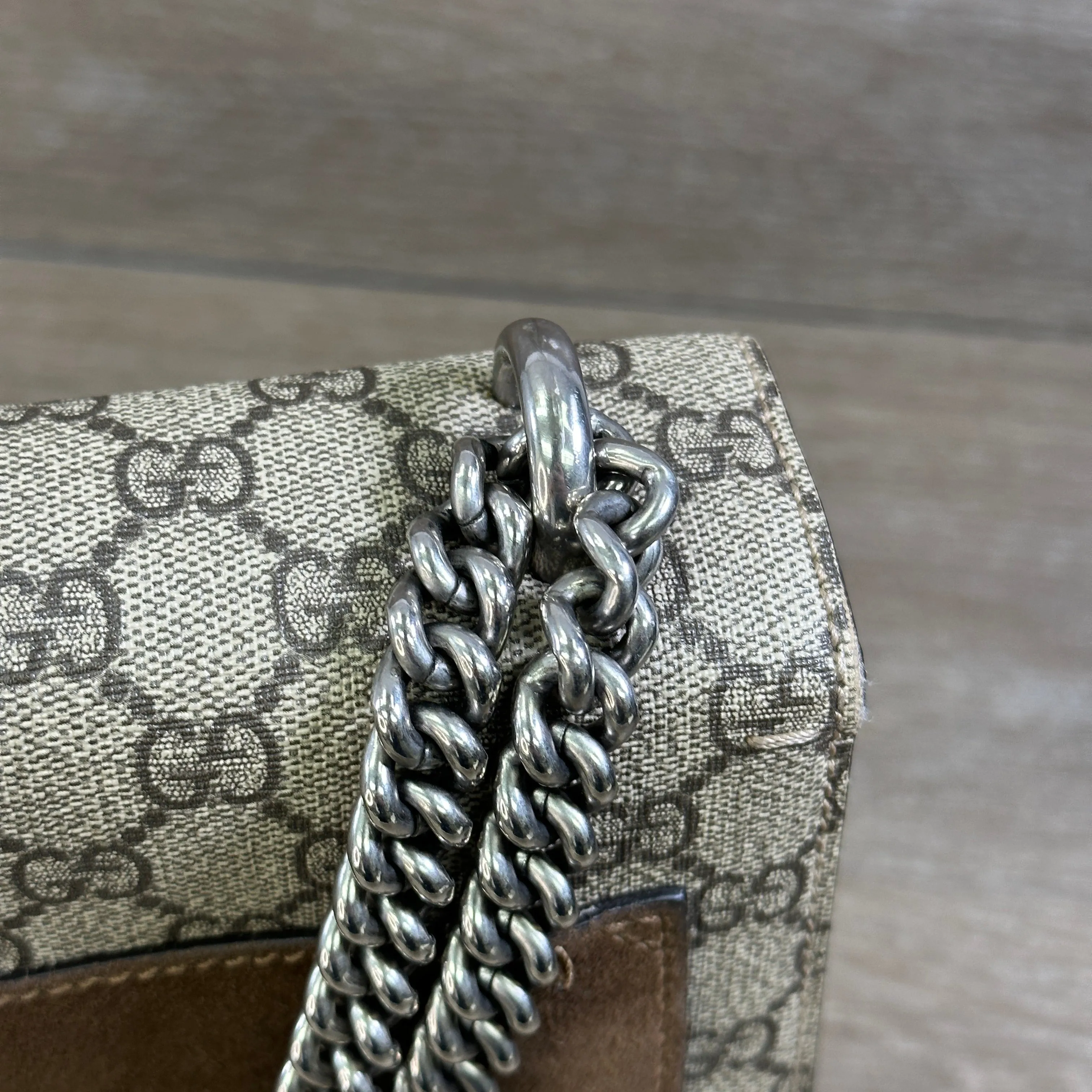 Gucci GG Supreme Monogram Medium Dionysus Shoulder Bag Taupe