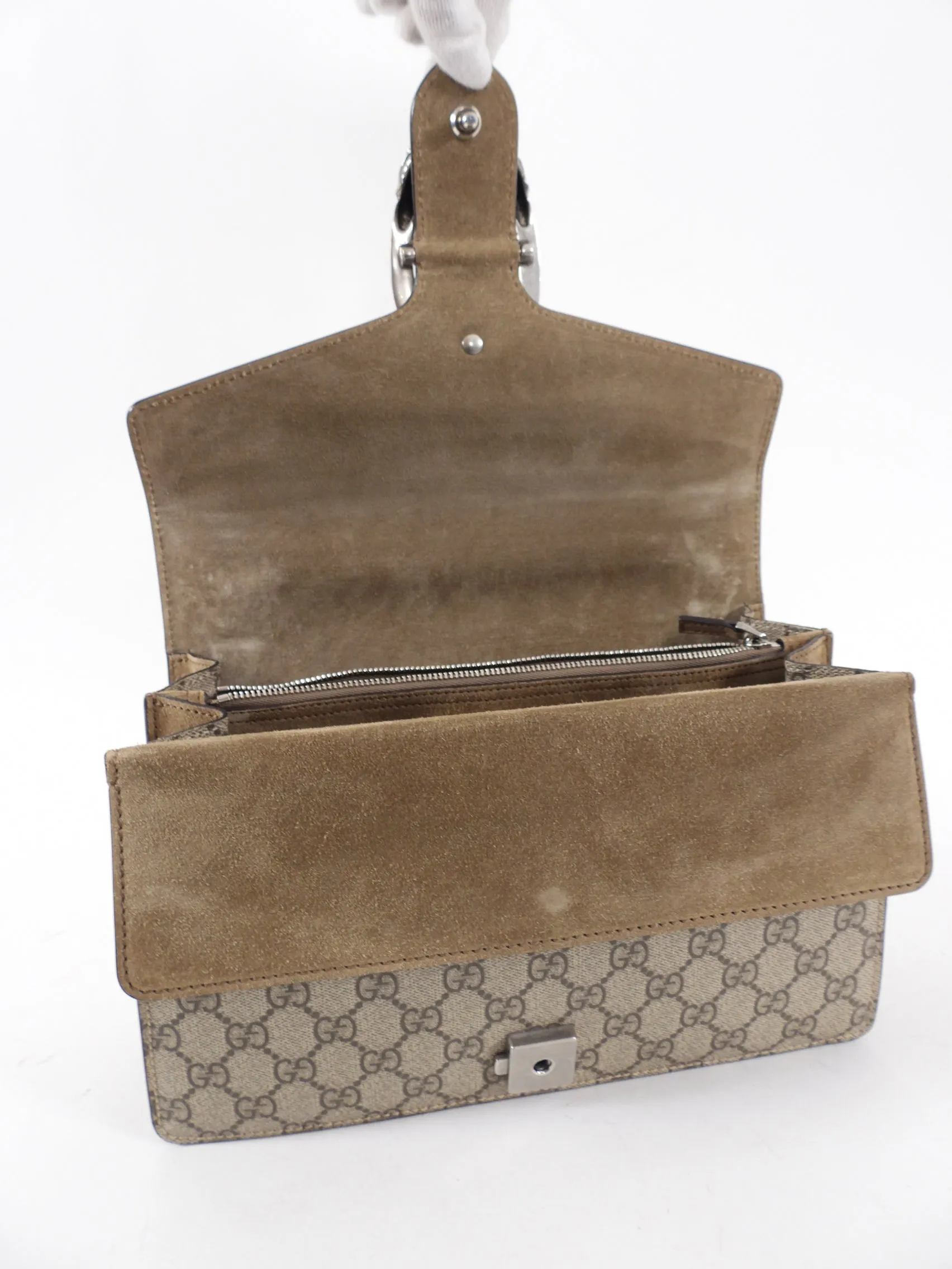 Gucci Small Taupe Dionysus Supreme Taupe Bag