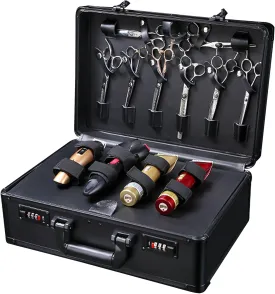 Hairdressing Toolbox, Barber Carrying Case with Code Lock, Portable Travel Carrying Case for Hair Stylist & Pet Groomer, Multi-Space Design(Black)