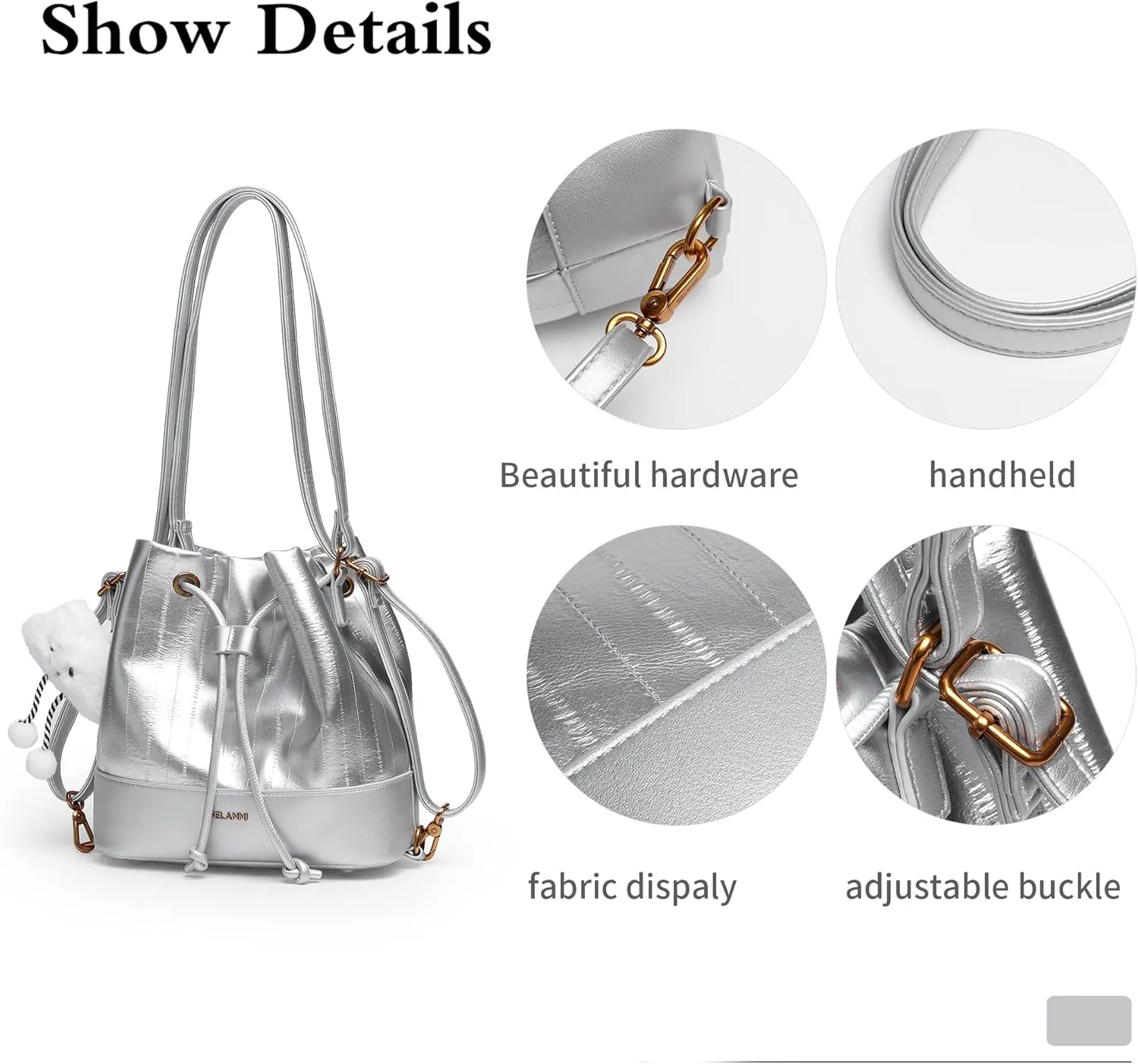 Hobo Bucket Bags for Women PU Leather Trendy Shoulder Purses Small Crossbody Bag with Adjustable Strap
