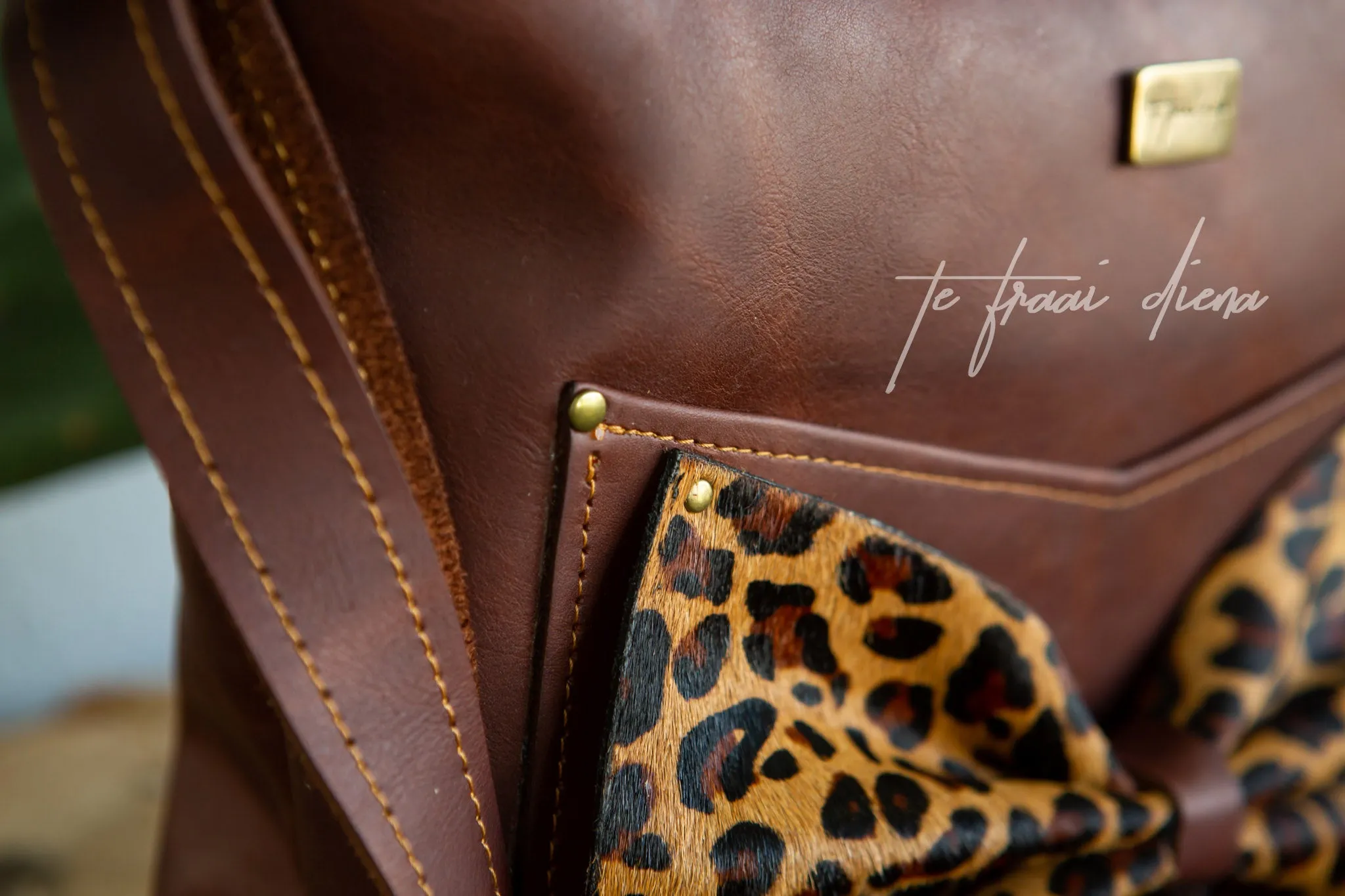 Janine Tote - Cigar with Jaguar Bow