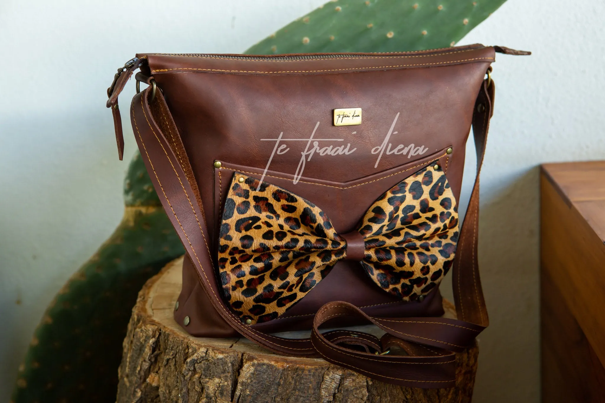 Janine Tote - Cigar with Jaguar Bow