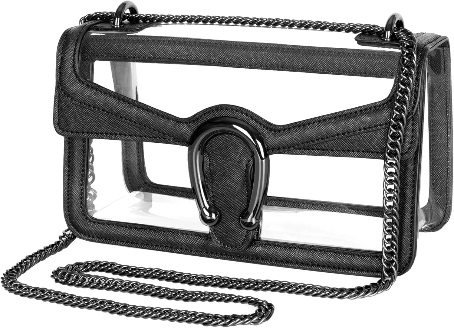 Joryin Women's Stadium Approved Crossbody Bag for Women, Small Clear Bag Shoudler Purse with Chain Strap