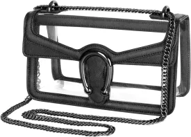 Joryin Women's Stadium Approved Crossbody Bag for Women, Small Clear Bag Shoudler Purse with Chain Strap