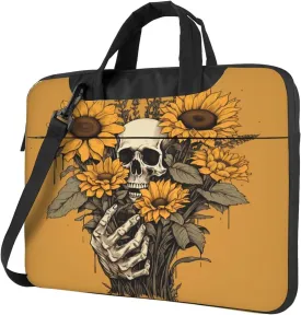 Laptop Case Bag Sunflower Skull Floral Skeleton Briefcase Messenger Notebook Carrying Bag Case Sleeve For Women Men
