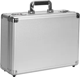 Locking Briefcase - Lockable Attache Case for Laptop & Documents, Dual Combination Locks, 16.9 x12.2 x6.3 Business Aluminum Frame Hard Case for Professionals, Businessmen, Lawyers - Silver