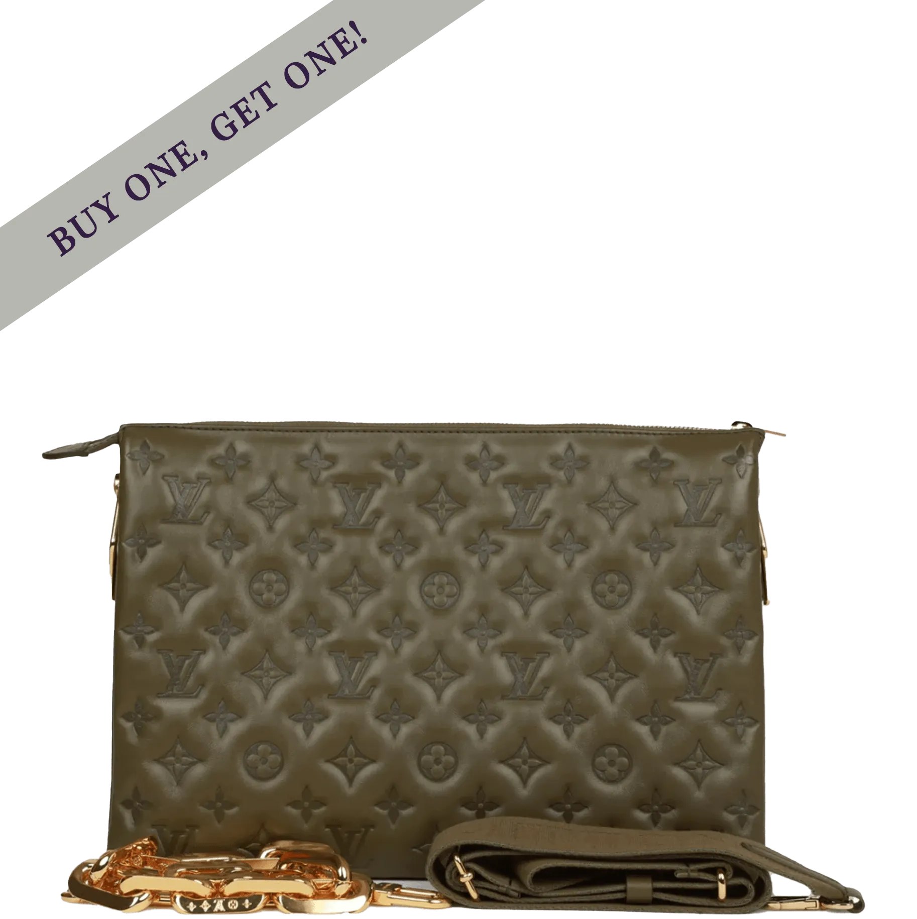 Louis Vuitton Coussin MM Khaki Green Lambskin Gold Hardware