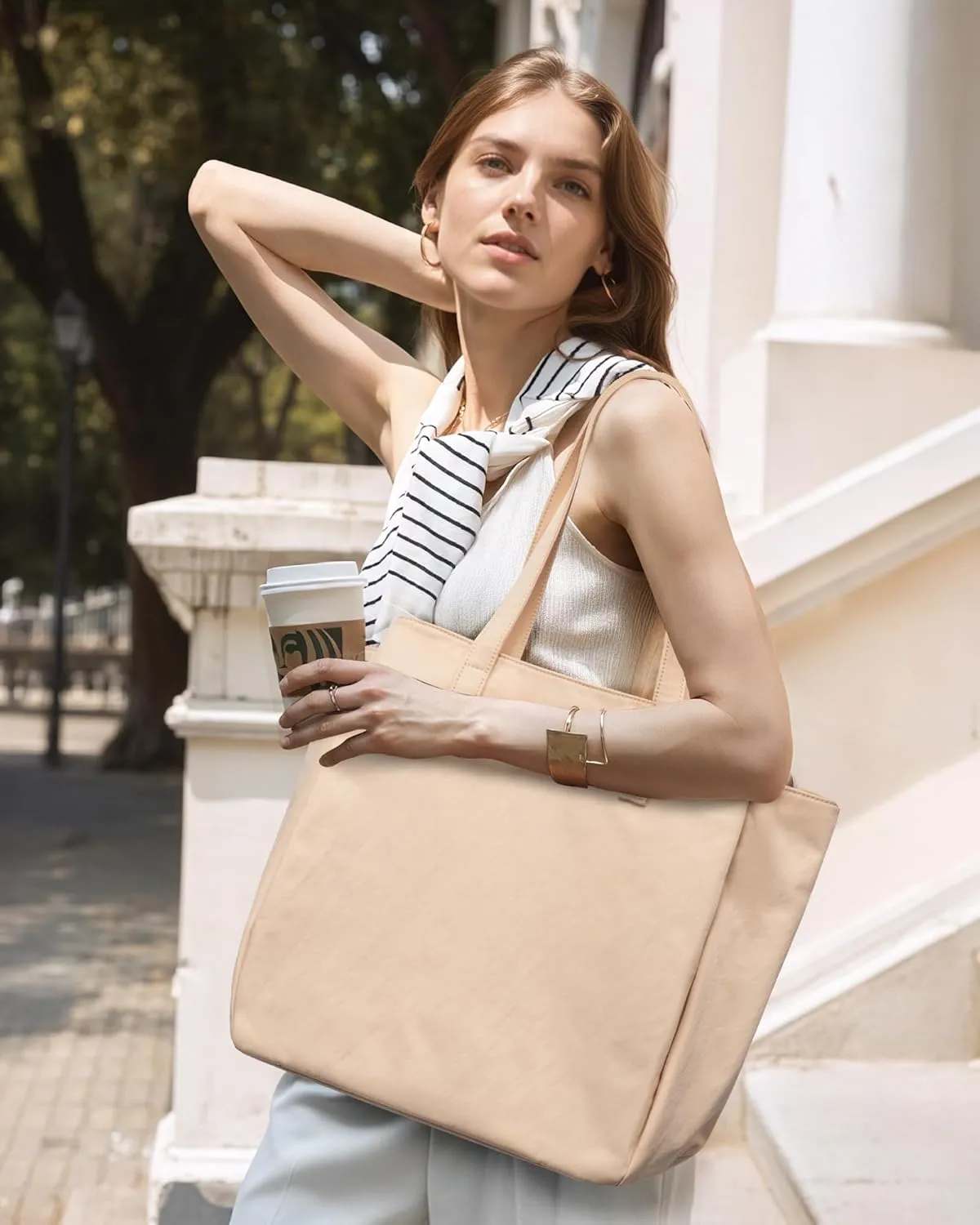 LOVEVOOK Tote Bag For Women, Large Work Tote with Zipper, Travel Shoulder Handbag, Carry on Bag for Teacher Nurse Gym