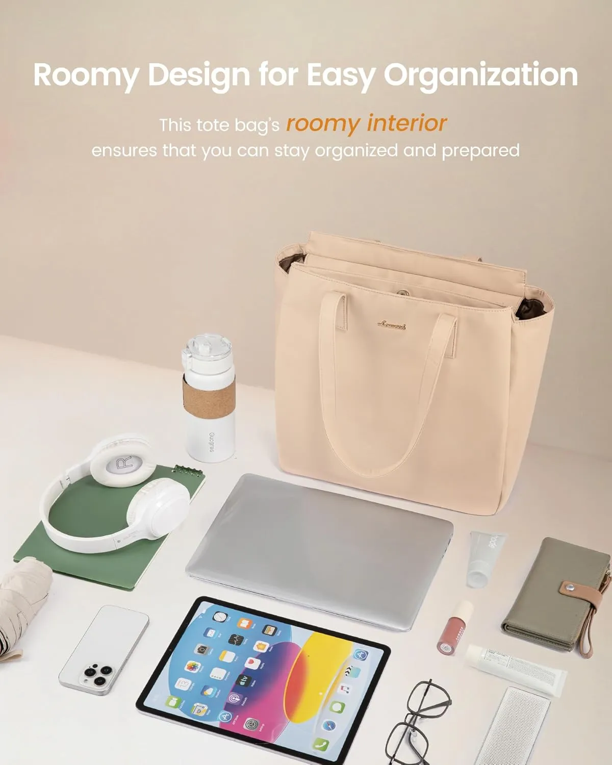 LOVEVOOK Tote Bag For Women, Large Work Tote with Zipper, Travel Shoulder Handbag, Carry on Bag for Teacher Nurse Gym