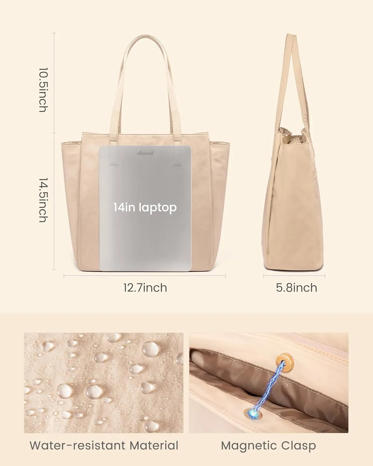 LOVEVOOK Tote Bag For Women, Large Work Tote with Zipper, Travel Shoulder Handbag, Carry on Bag for Teacher Nurse Gym