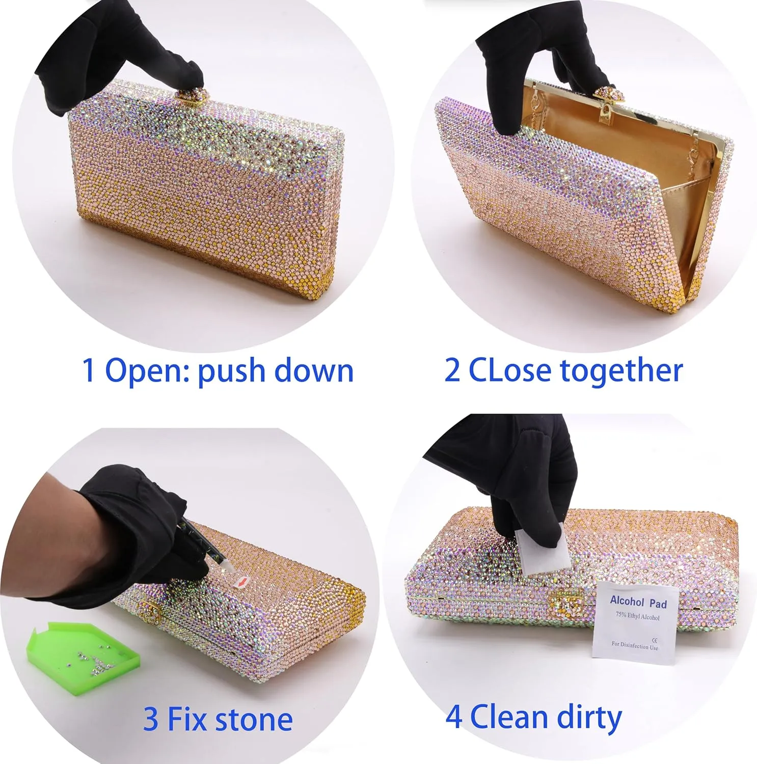 Luxury Crystal Clutch Purses for women Rhinestone Bride Wedding Party Evening Bag AB Stone Box Handbag for Prom Birthday