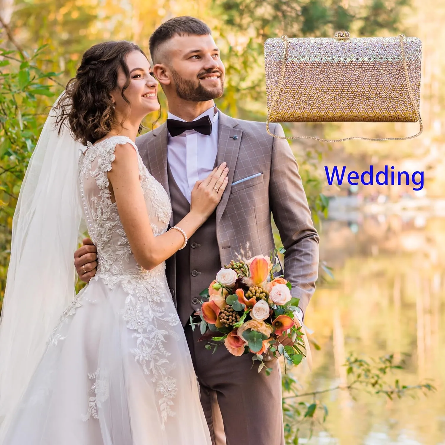 Luxury Crystal Clutch Purses for women Rhinestone Bride Wedding Party Evening Bag AB Stone Box Handbag for Prom Birthday