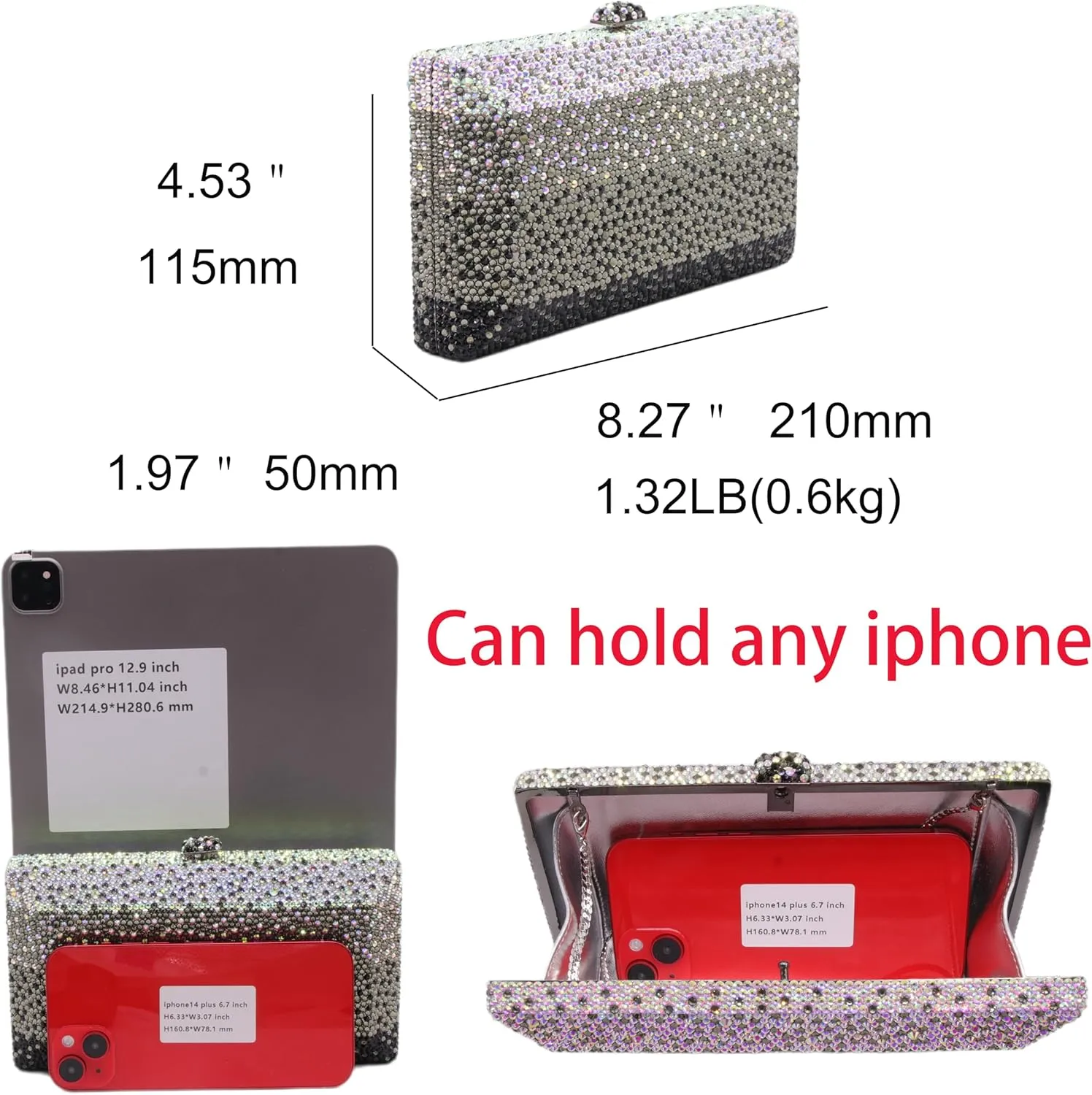 Luxury Crystal Clutch Purses for women Rhinestone Bride Wedding Party Evening Bag AB Stone Box Handbag for Prom Birthday