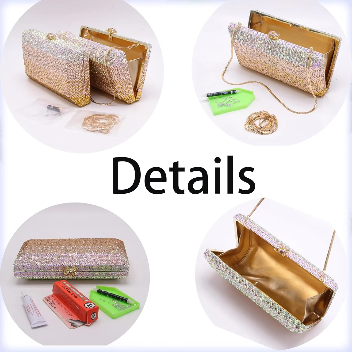Luxury Crystal Clutch Purses for women Rhinestone Bride Wedding Party Evening Bag AB Stone Box Handbag for Prom Birthday