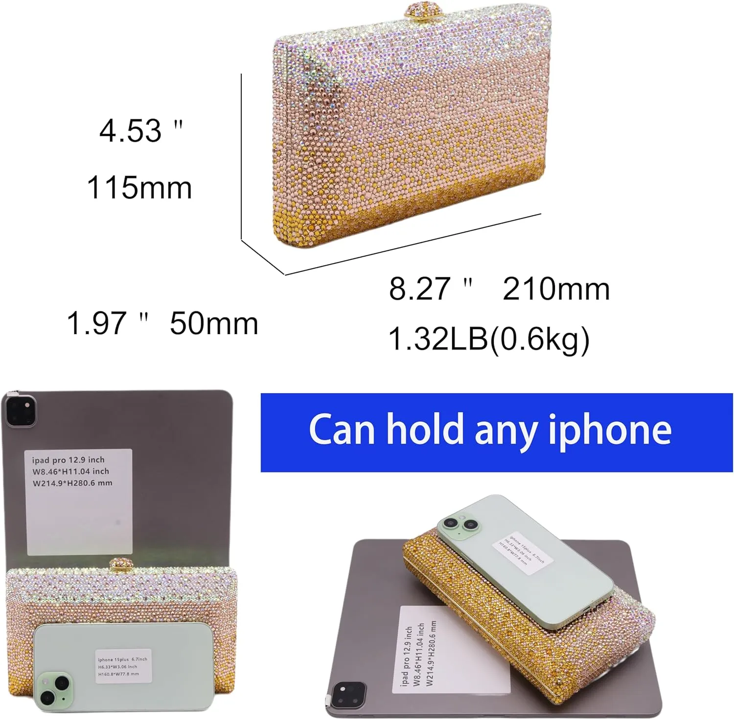Luxury Crystal Clutch Purses for women Rhinestone Bride Wedding Party Evening Bag AB Stone Box Handbag for Prom Birthday