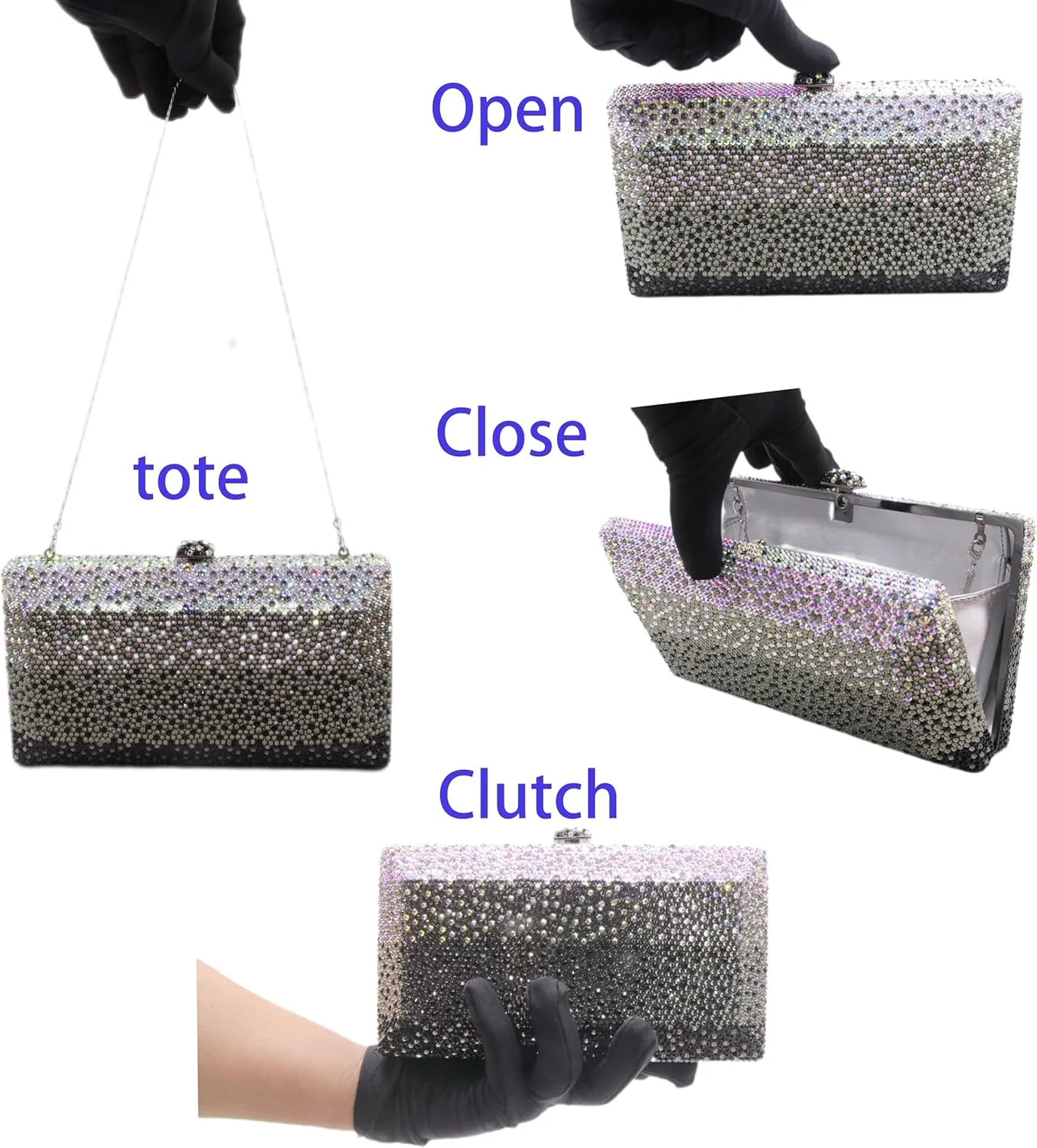 Luxury Crystal Clutch Purses for women Rhinestone Bride Wedding Party Evening Bag AB Stone Box Handbag for Prom Birthday
