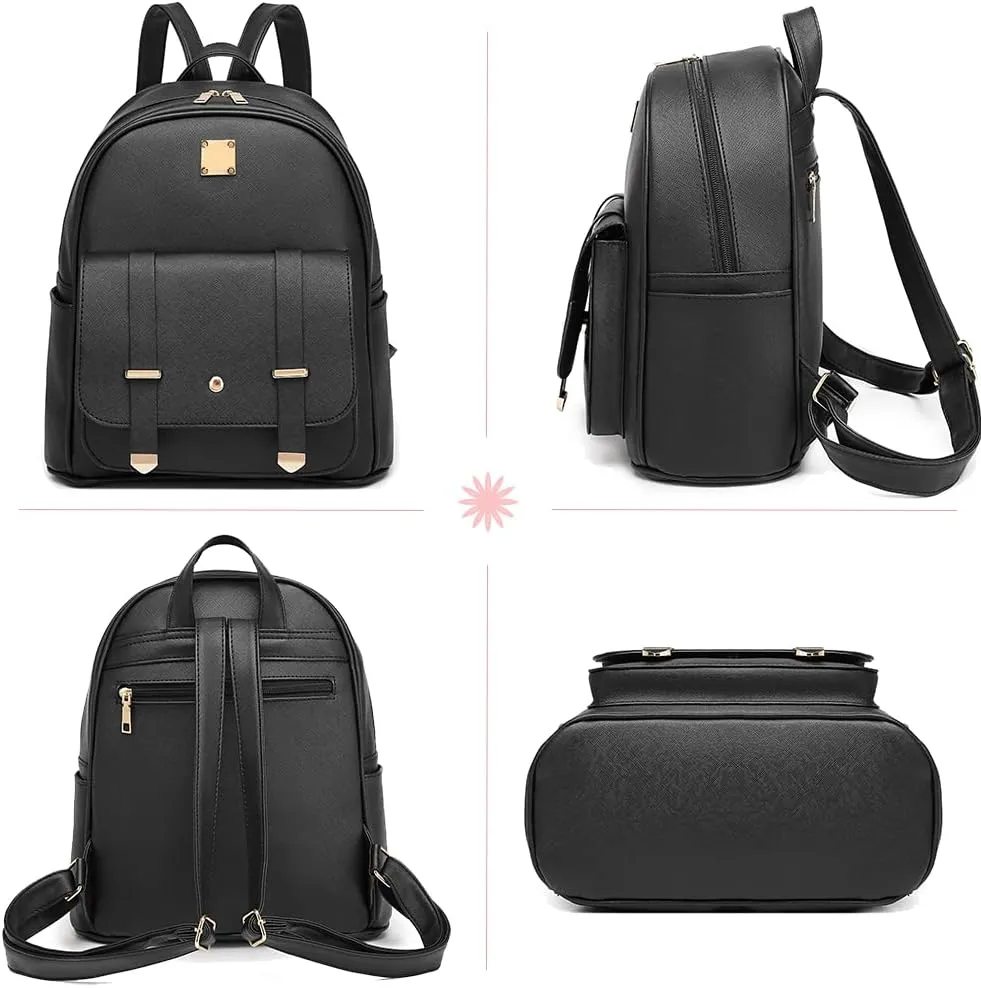 MACCINELO Cute Leather Mini Backpack Purse for Women Bowknot Small Backpack for Girls gift Rucksack Ladies Shoulder Bag 3pcs