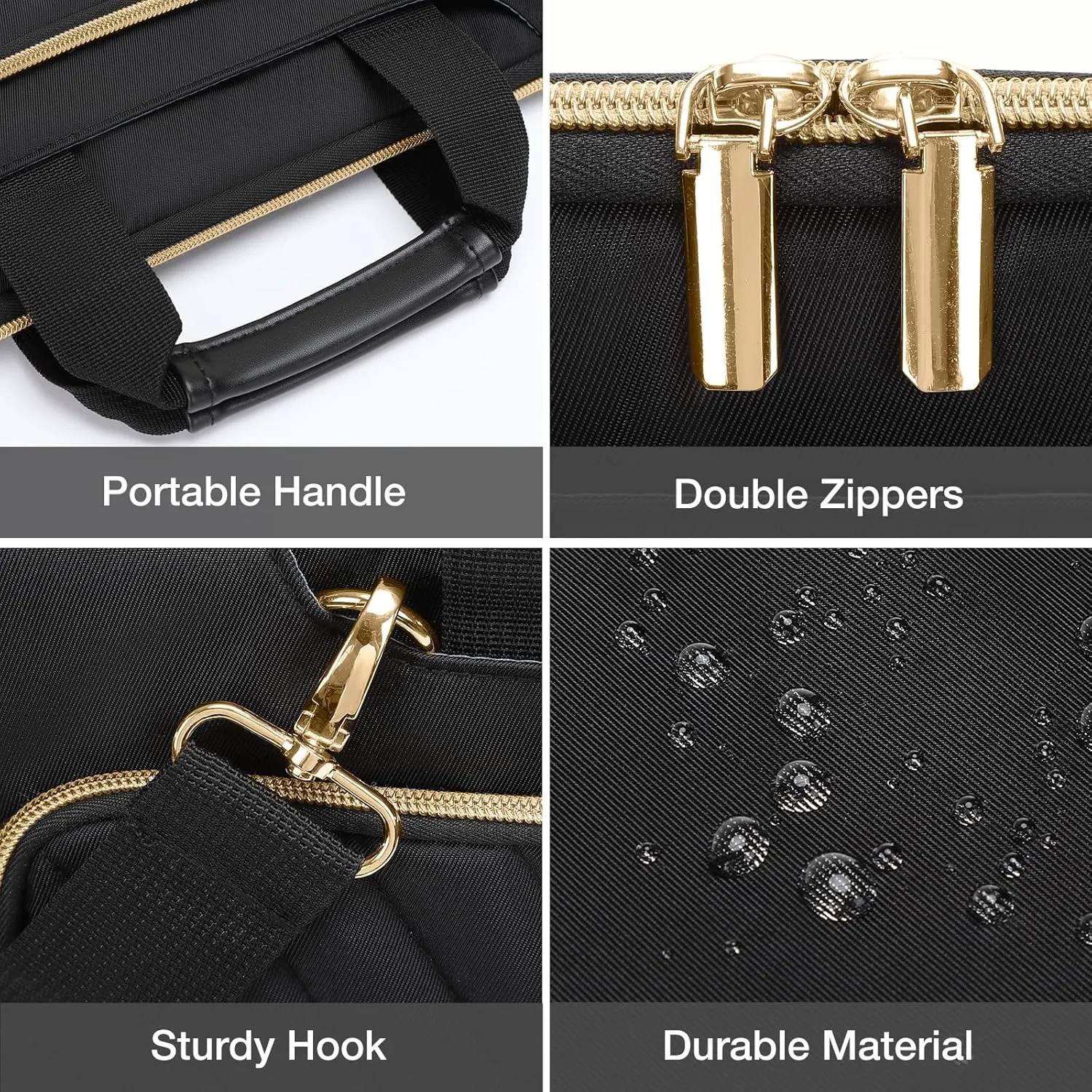 MOSISO Laptop Shoulder Bag,13-13.3 inch Computer Bag Compatible with MacBook Pro 14, HP, Dell, Lenovo, Asus Notebook,Messenger Briefcase with Front Inverted Trapezoid Quilted Pocket, Black
