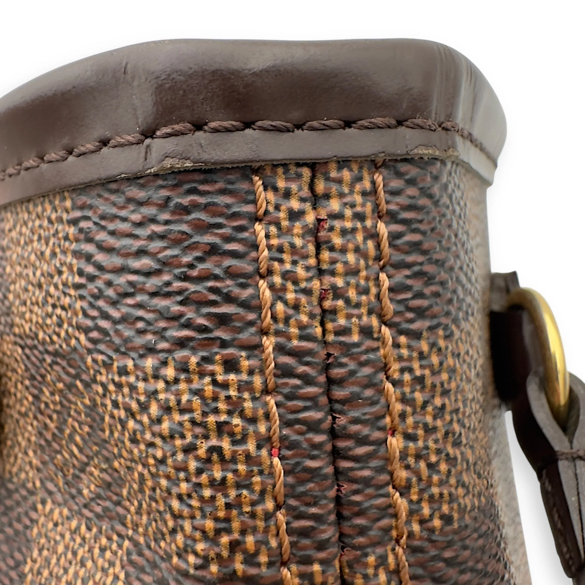 Neverfull PM Brown Tote Bag in Coated Canvas, Gold hardware