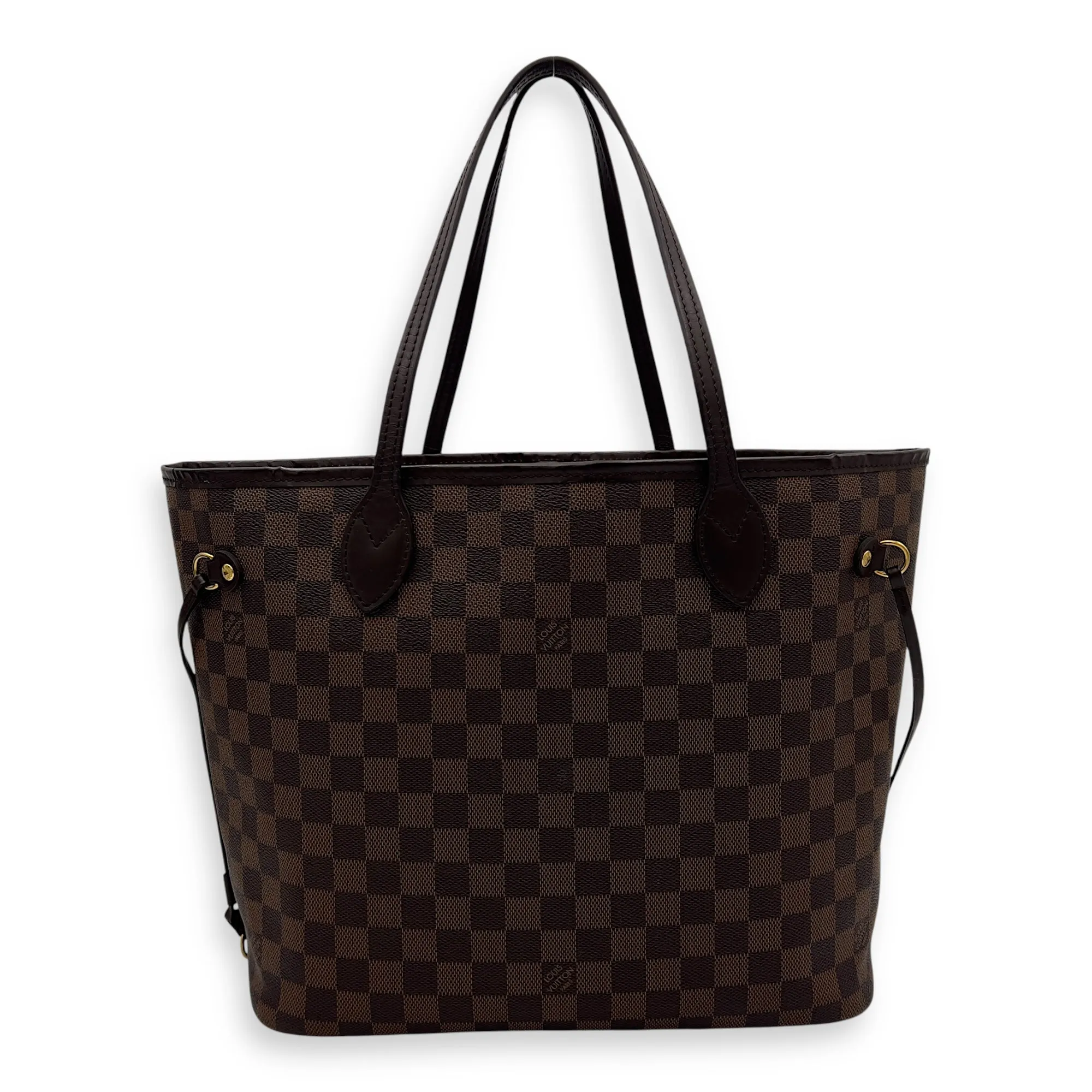 Neverfull Tote Bag MM Damier Ebene in Coated Canvas, Gold hardware