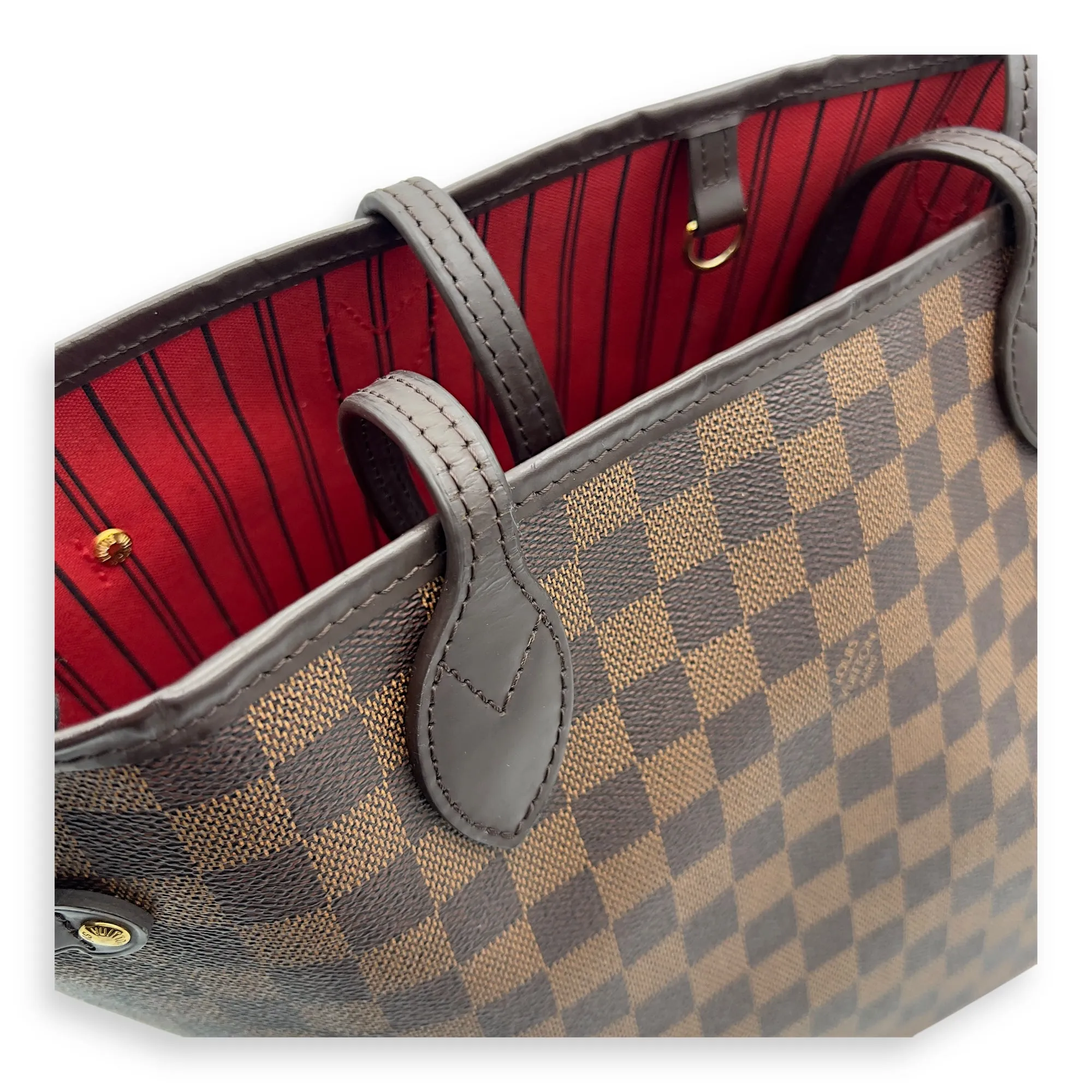 Neverfull Tote Bag MM Damier Ebene in Coated Canvas, Gold hardware