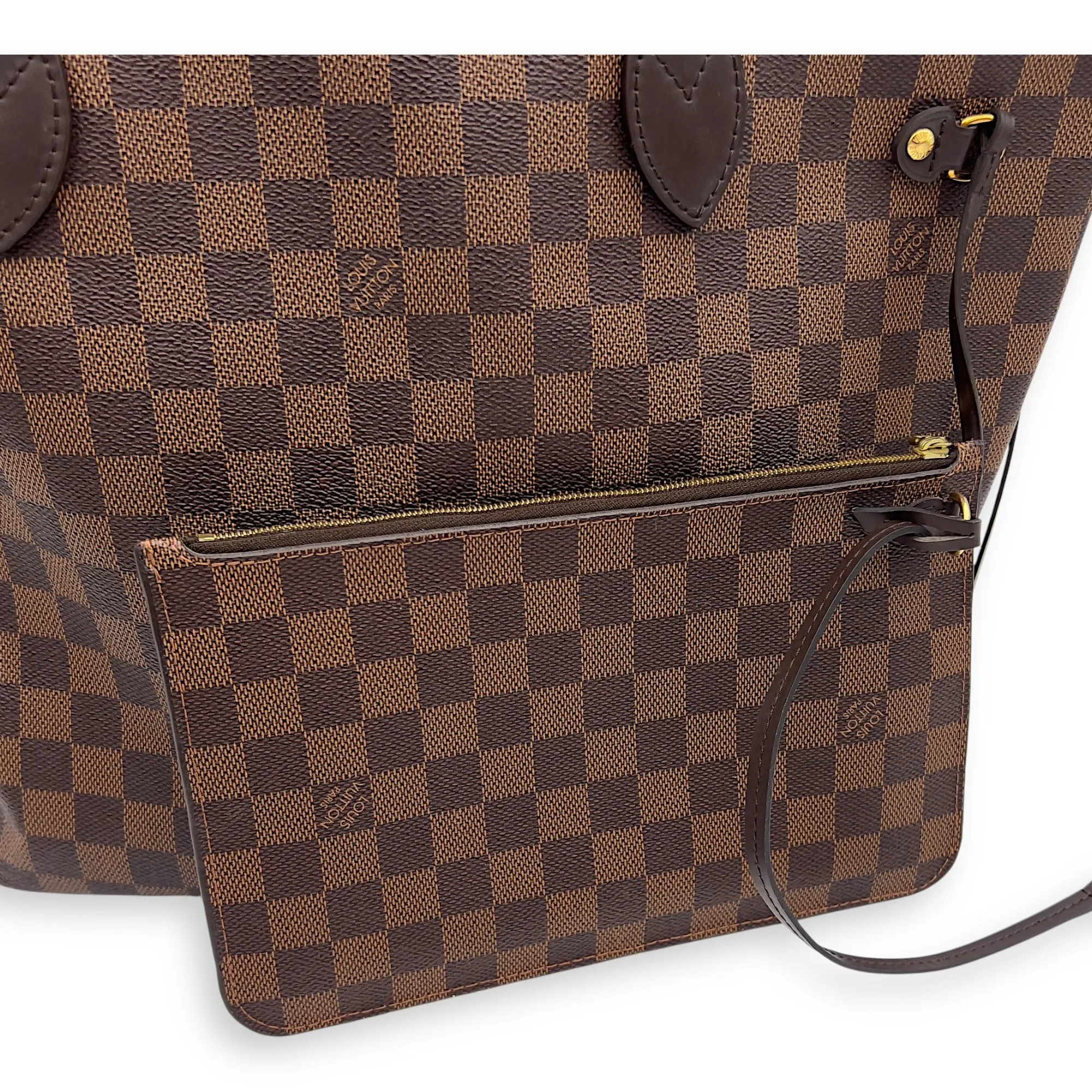 Neverfull Tote Bag MM Damier Ebene in Coated Canvas, Gold hardware