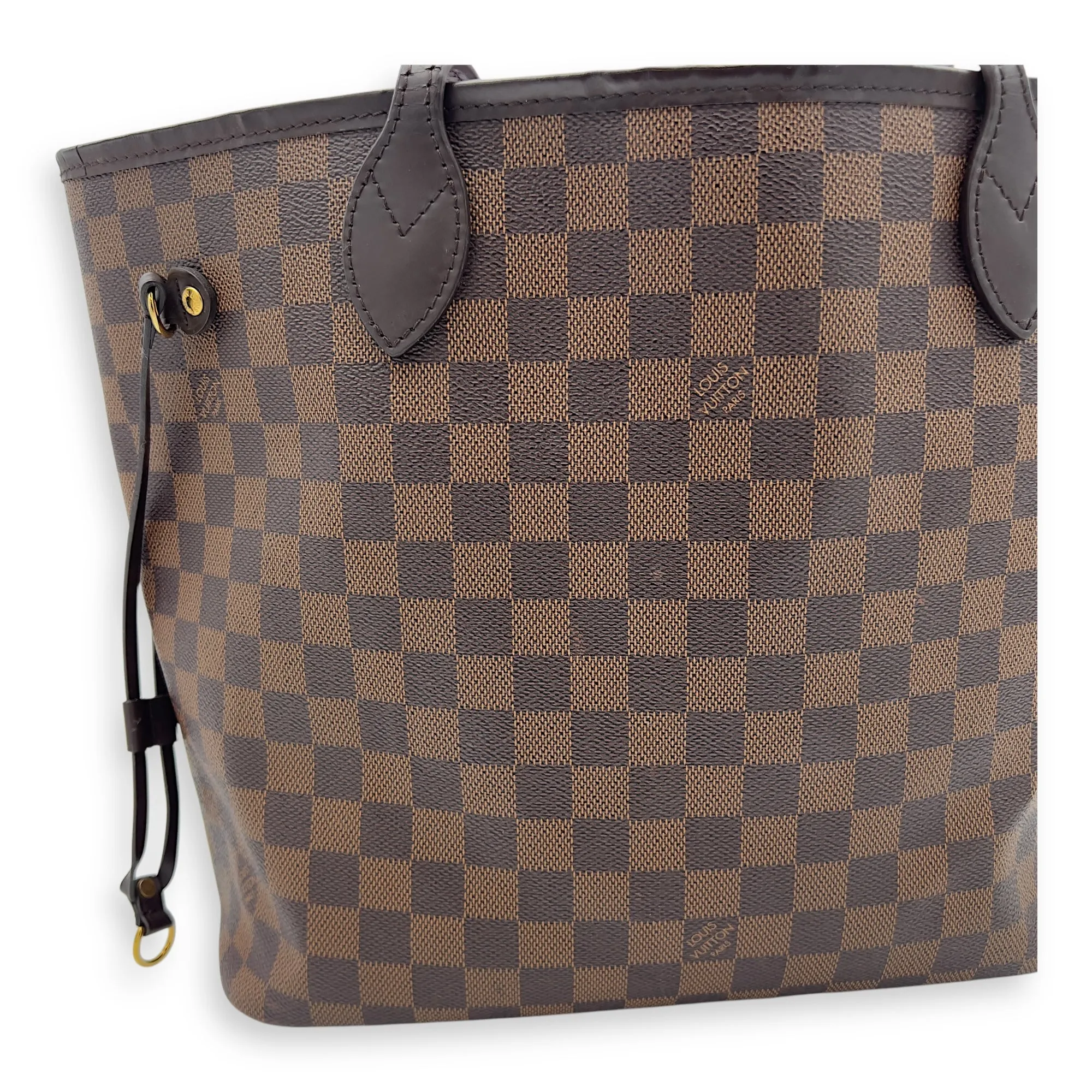 Neverfull Tote Bag MM Damier Ebene in Coated Canvas, Gold hardware
