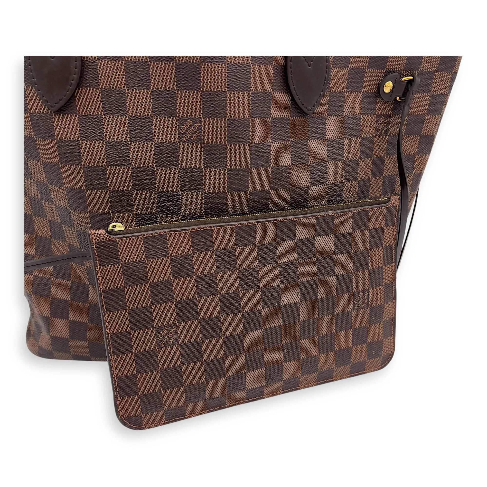 Neverfull Tote Bag MM Damier Ebene in Coated Canvas, Gold hardware