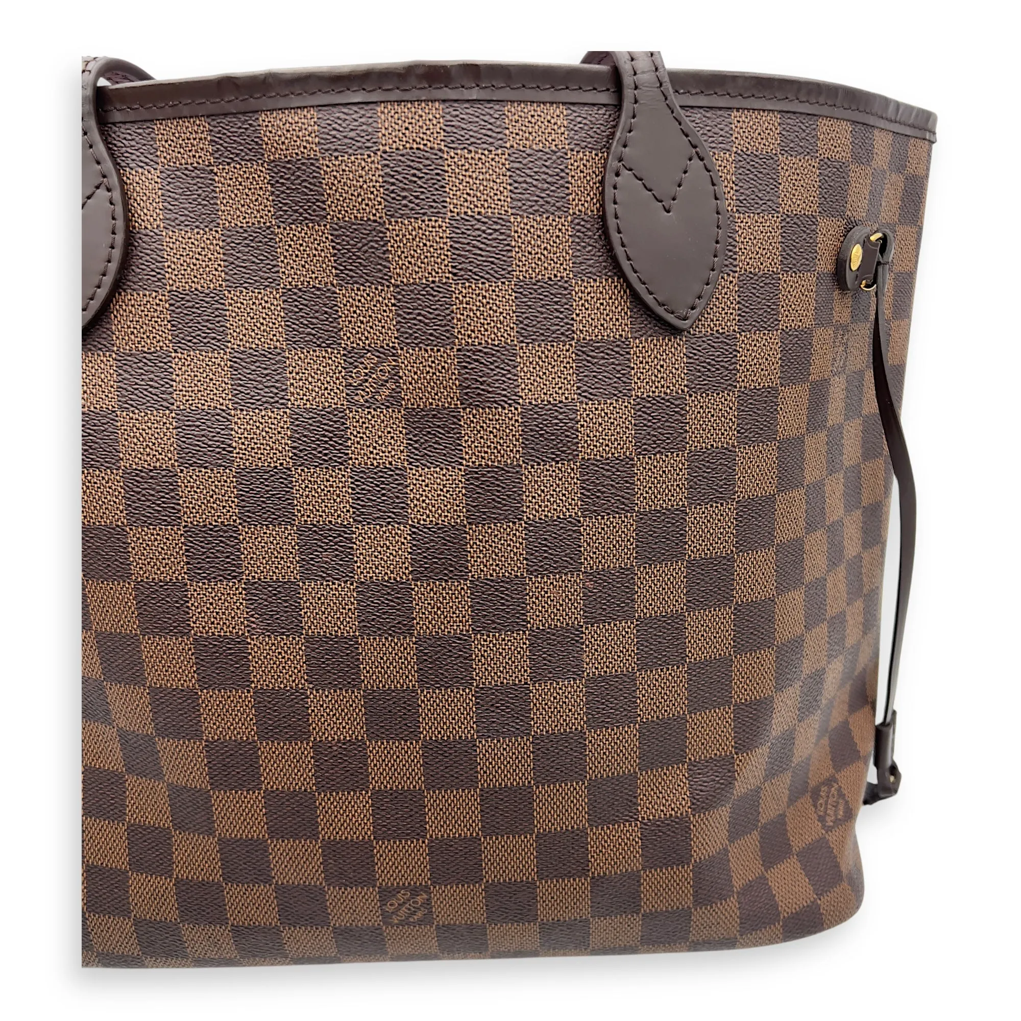 Neverfull Tote Bag MM Damier Ebene in Coated Canvas, Gold hardware