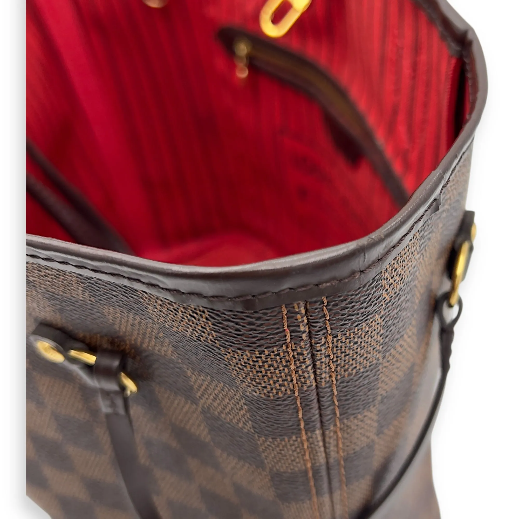 Neverfull Tote Bag MM Damier Ebene in Coated Canvas, Gold hardware